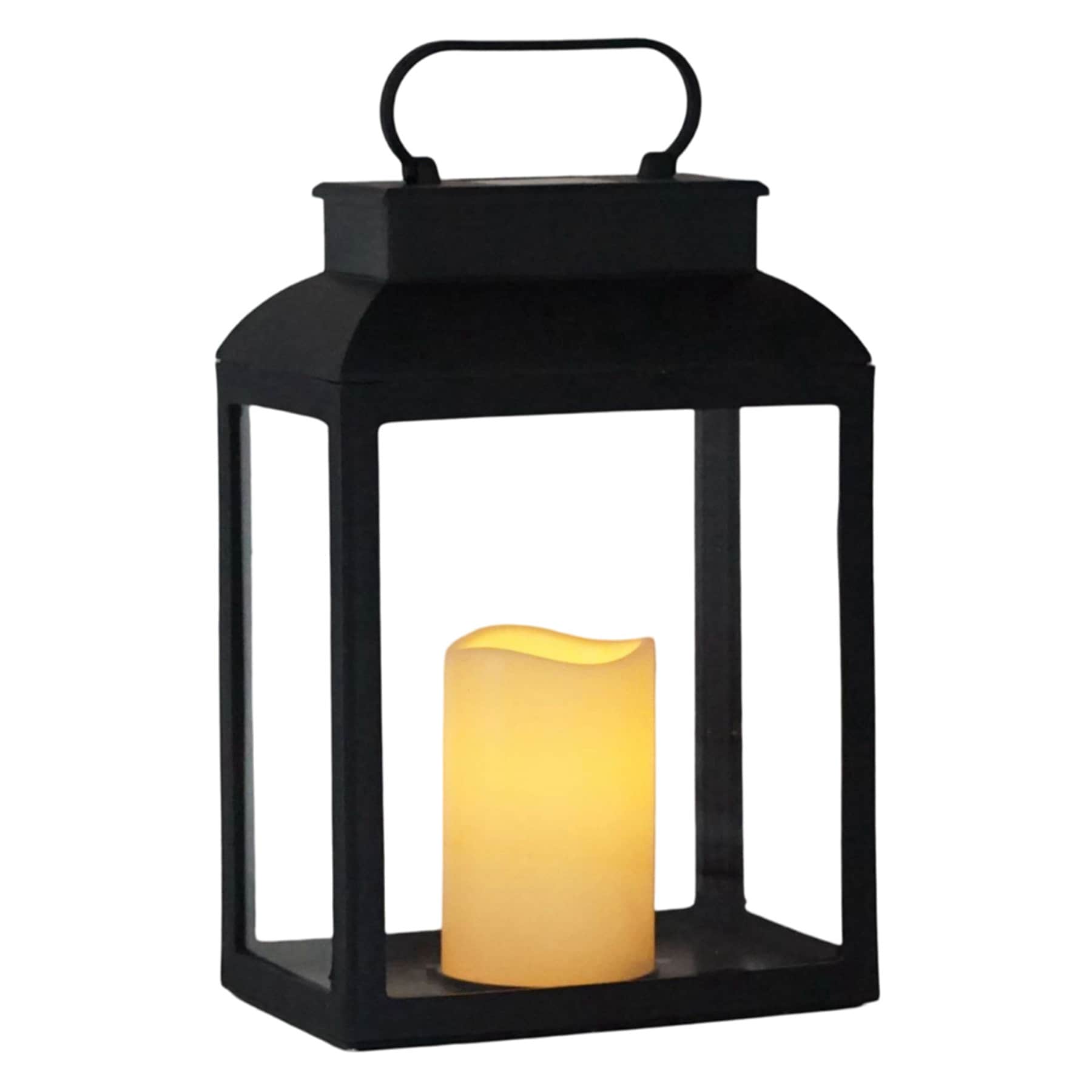 Black Square Outdoor Solar Lantern, 12"
