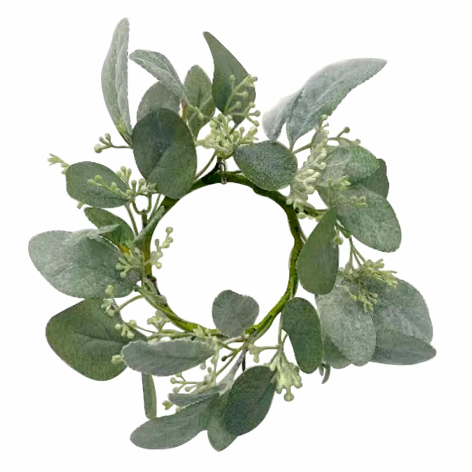 Eucalyptus & Baby's Breath Candle Ring, 8"