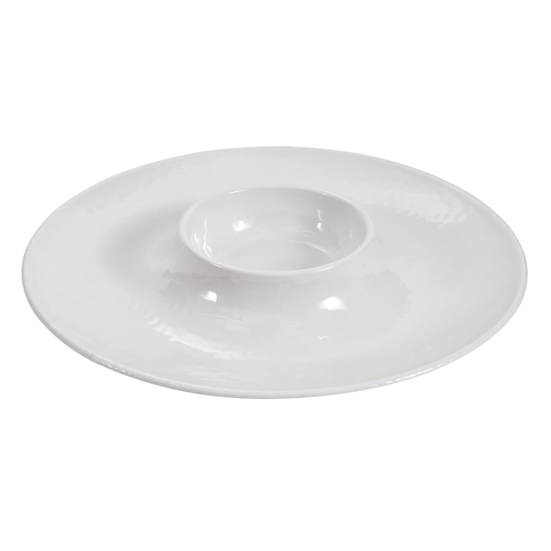 Embossed Melamine Chip & Dip Tray, White