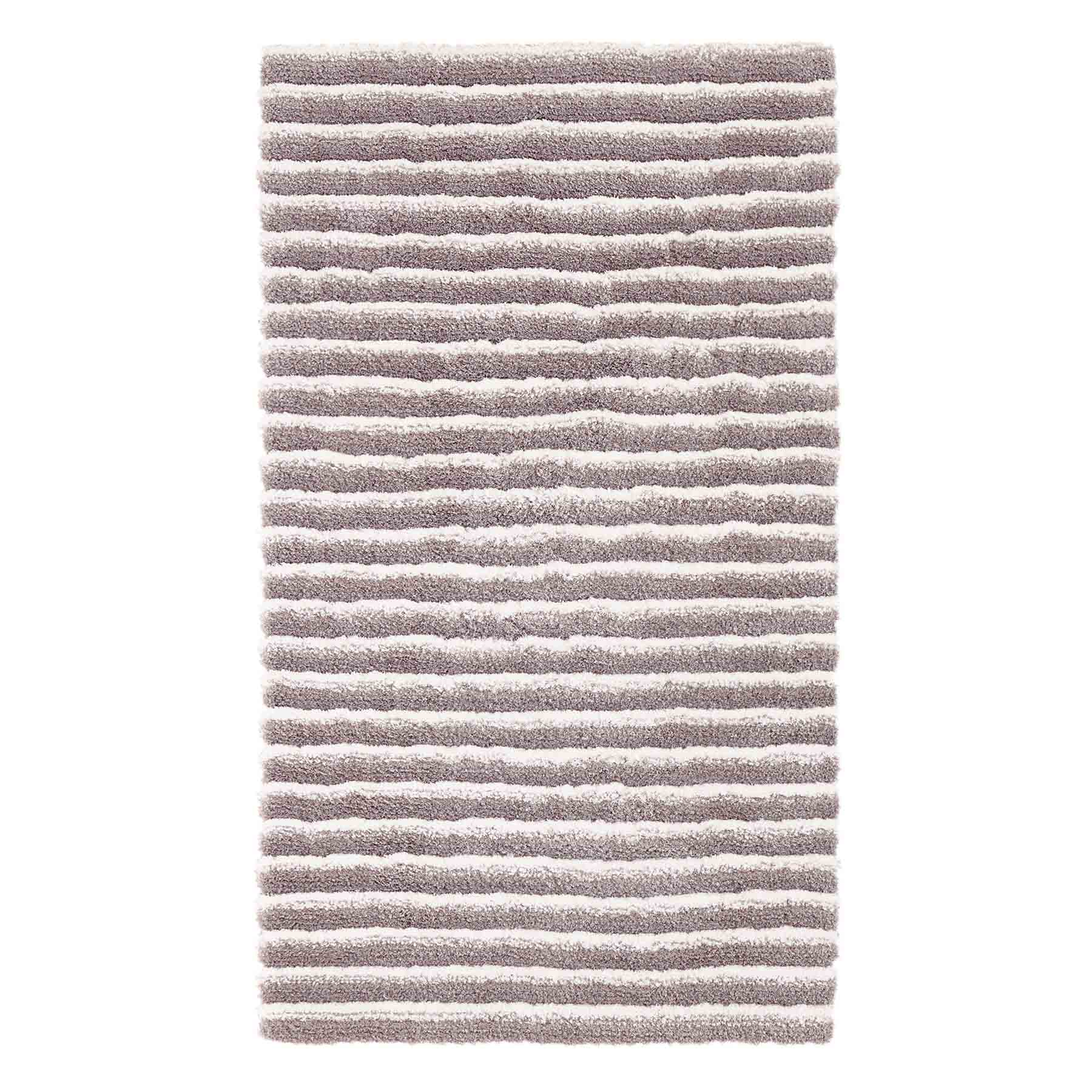 (A368) Silver Striped High-Low Microfiber Accent Rug, 3x5