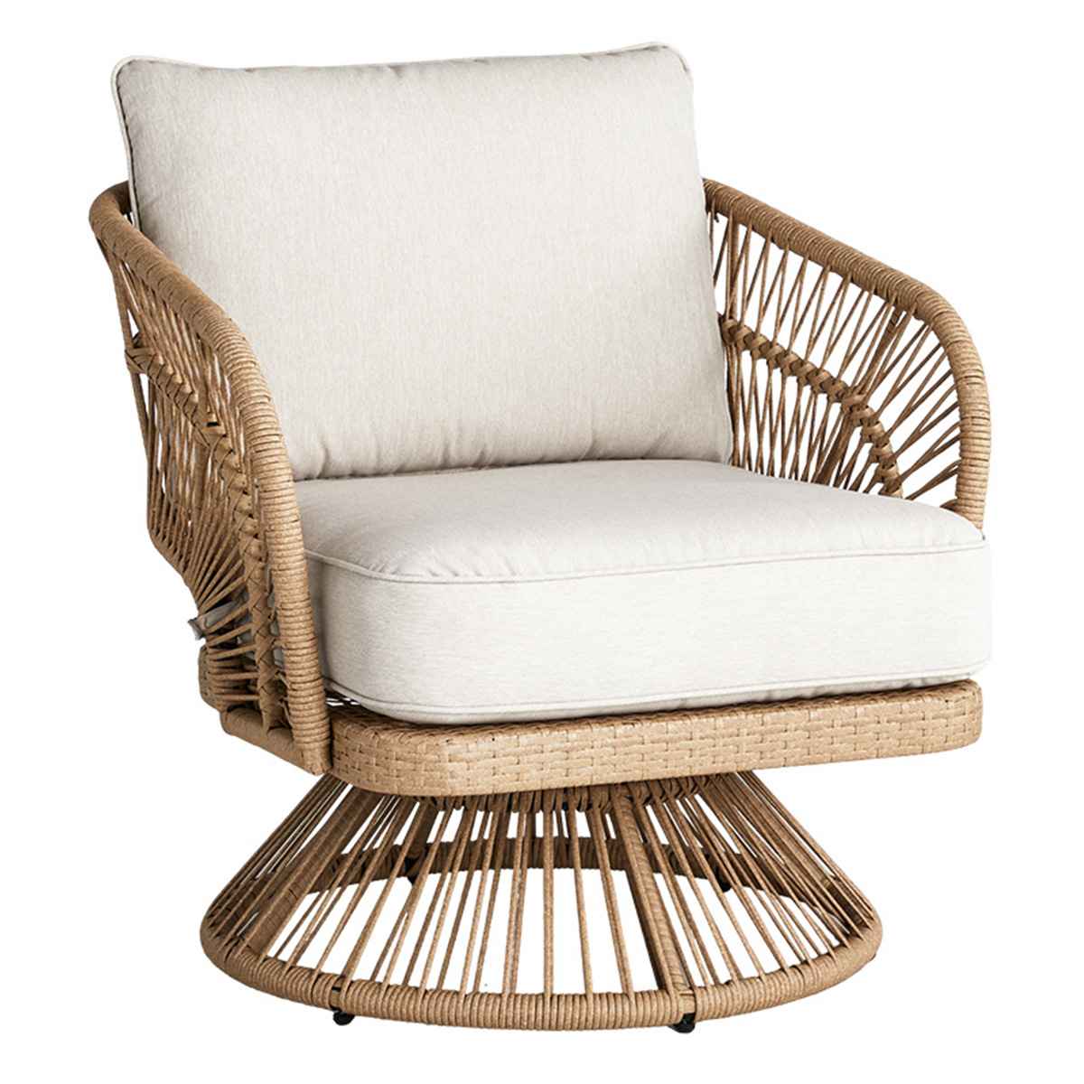 Paloma Swivel Patio Armchair Taupe Wicker with Sand Cushions