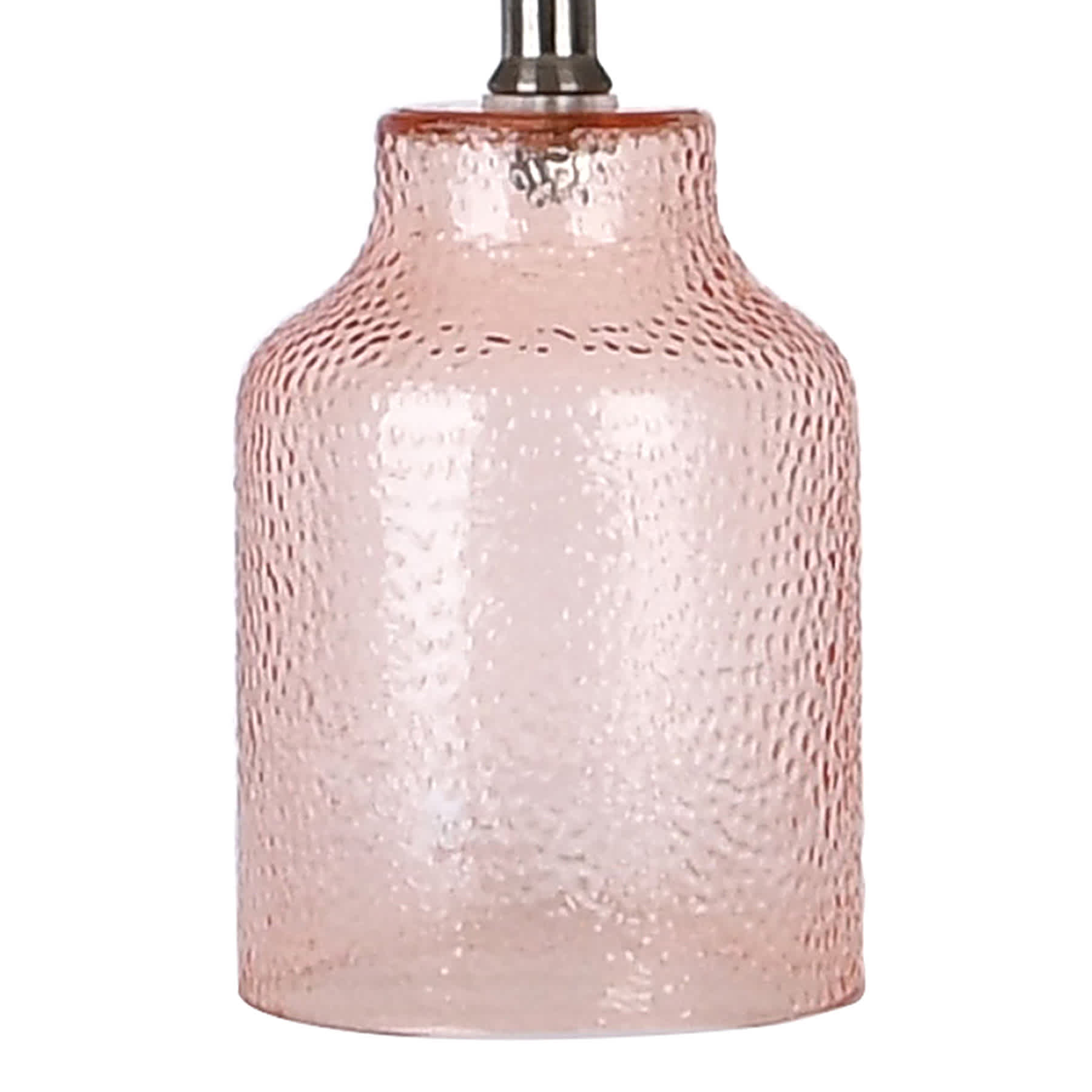 Honeybloom Light Pink Rippled Glass Mini Table Lamp with Shade, 13"
