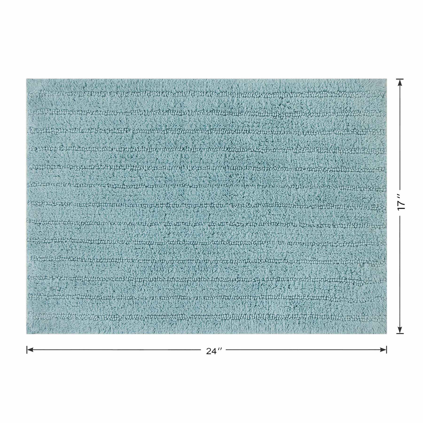 Found & Fable Blue Striped High-Low Bath Rug, 17x24