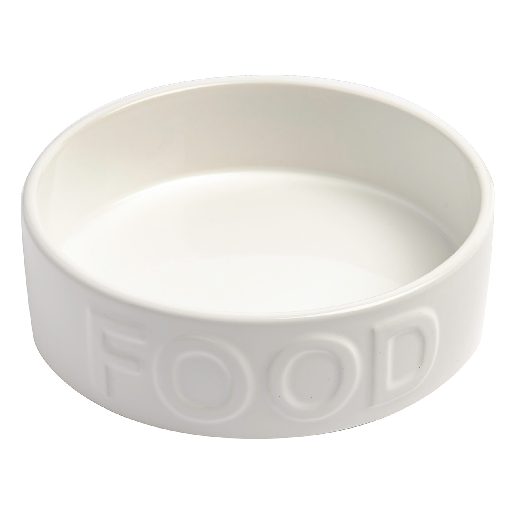 Classic White Ceramic 4-Cup Pet Food Bowl, Medium