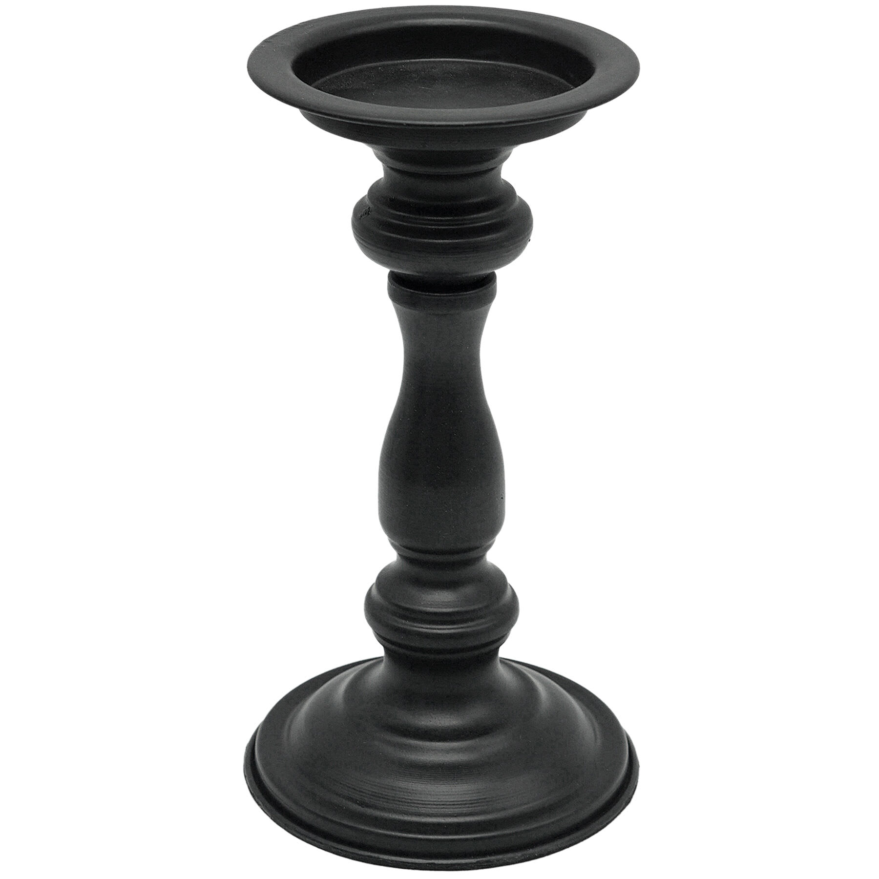 Black Metal Pillar Candle Holder, 9"