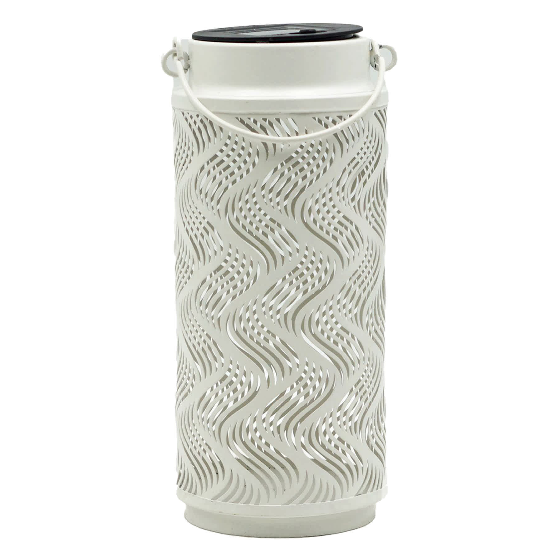 White Metal Solar Outdoor Lantern, 8"