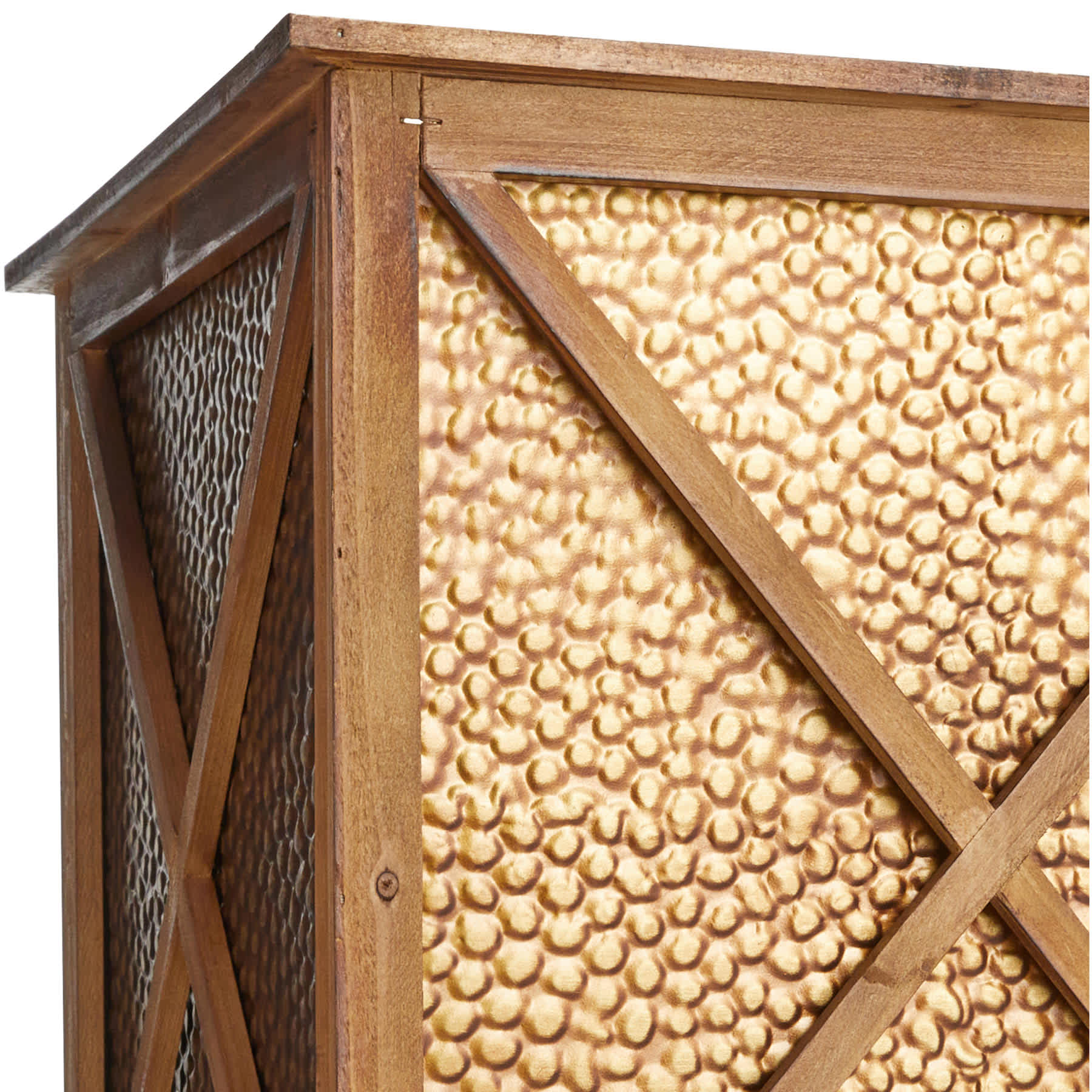 Honeybloom Honey Hammered Metal & Wood Planter, Large