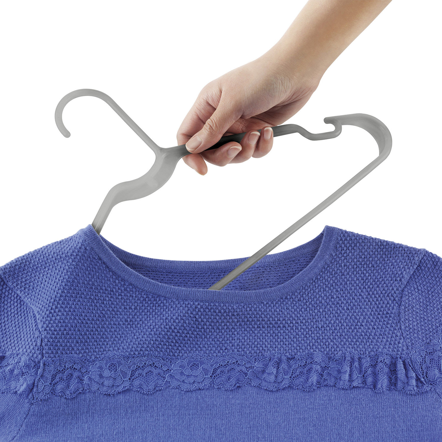 Set of 10 Tubular Hangers, Grey