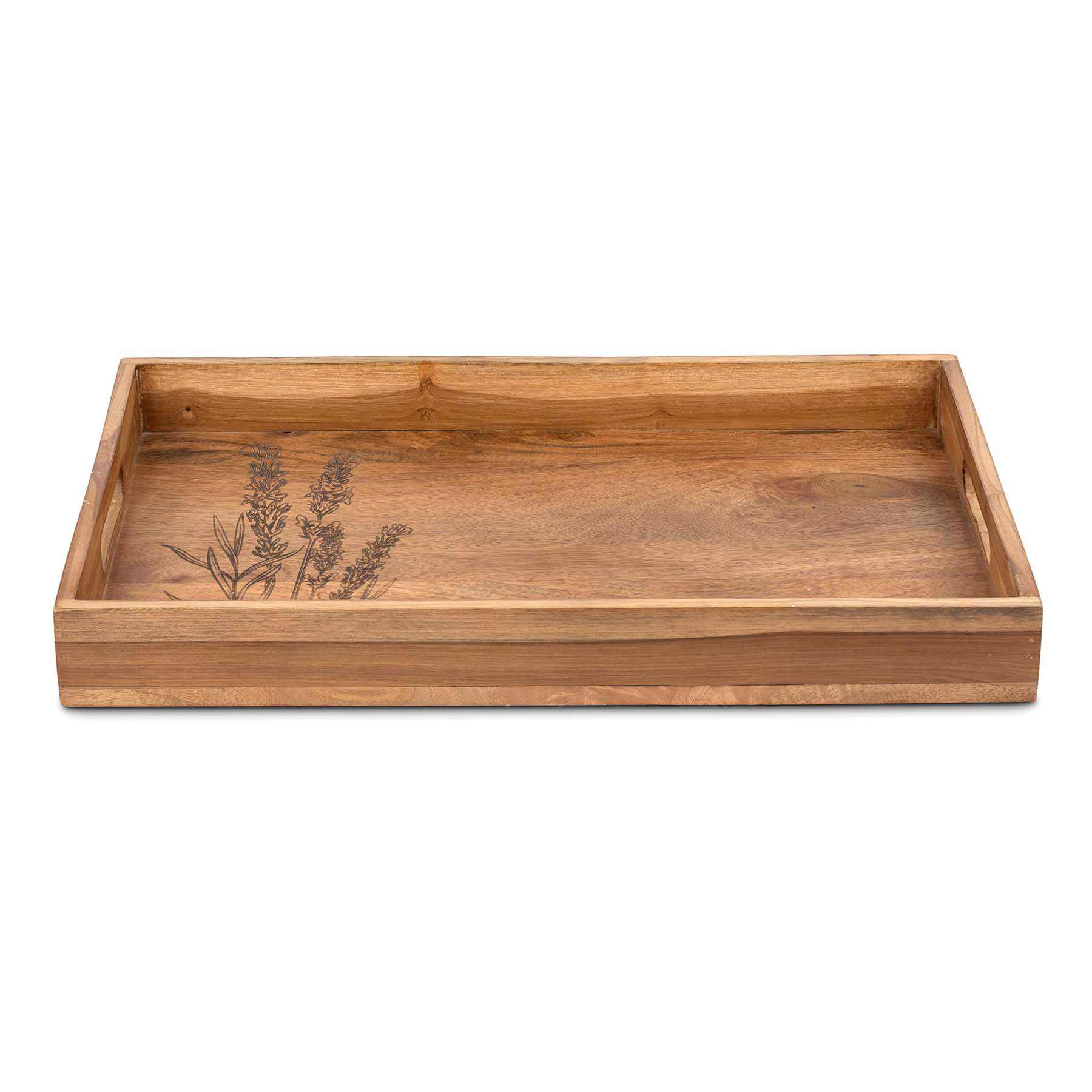 Honeybloom Leaf Etched Wooden Rectangle Tray