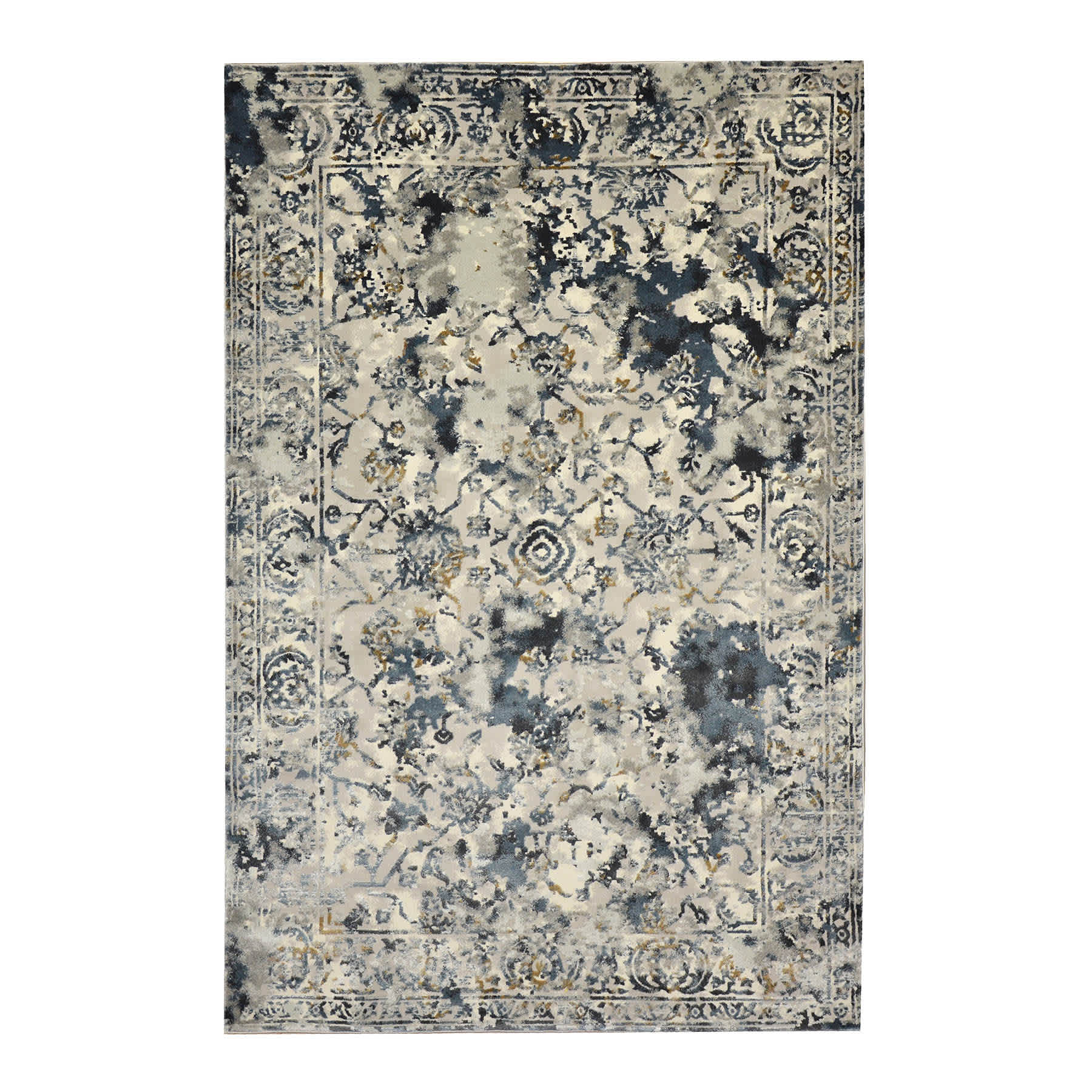 (B551) Magnolia Blue Vintage Floral Runner, 2x7