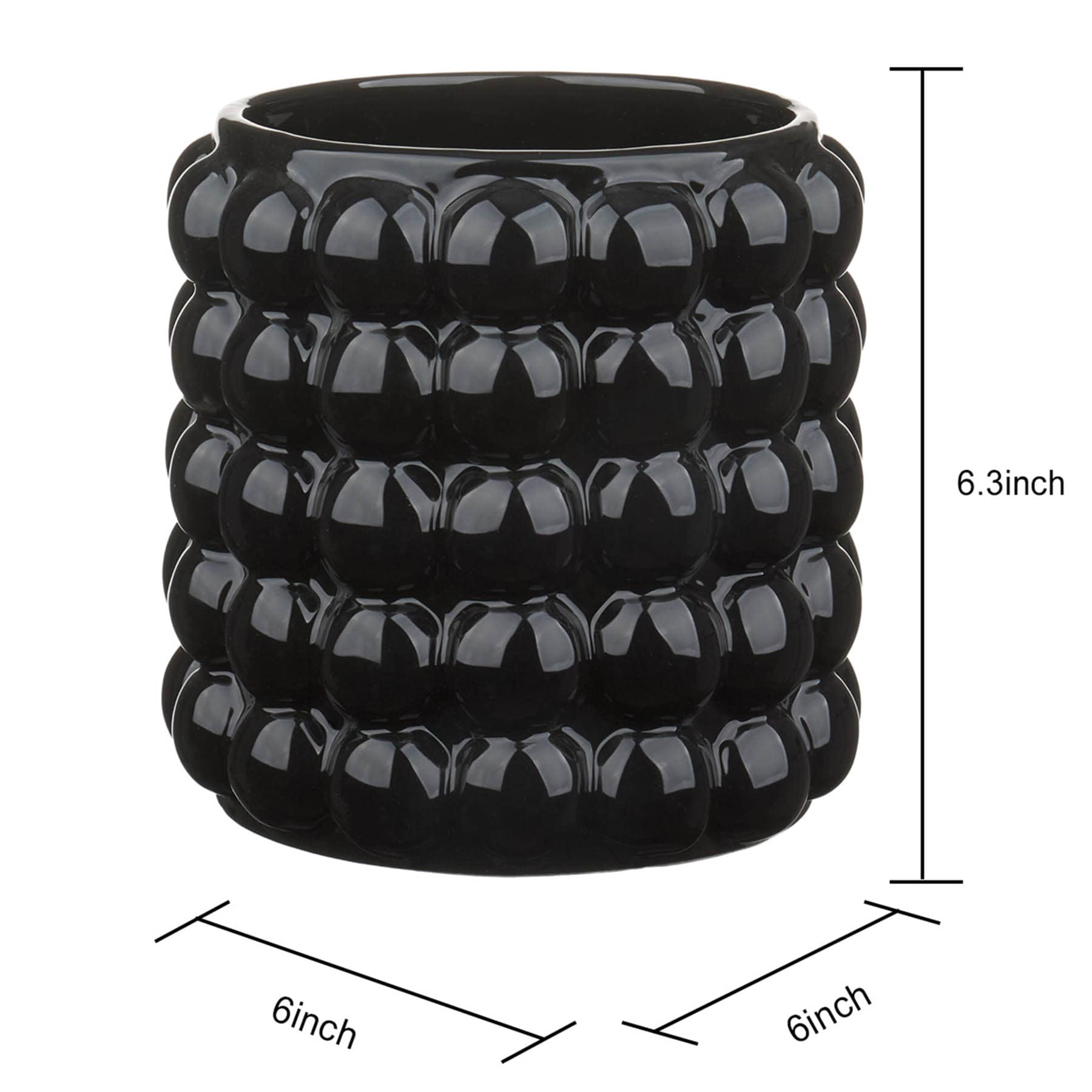 Crosby St. Indoor Black Bubble Planter, 6"