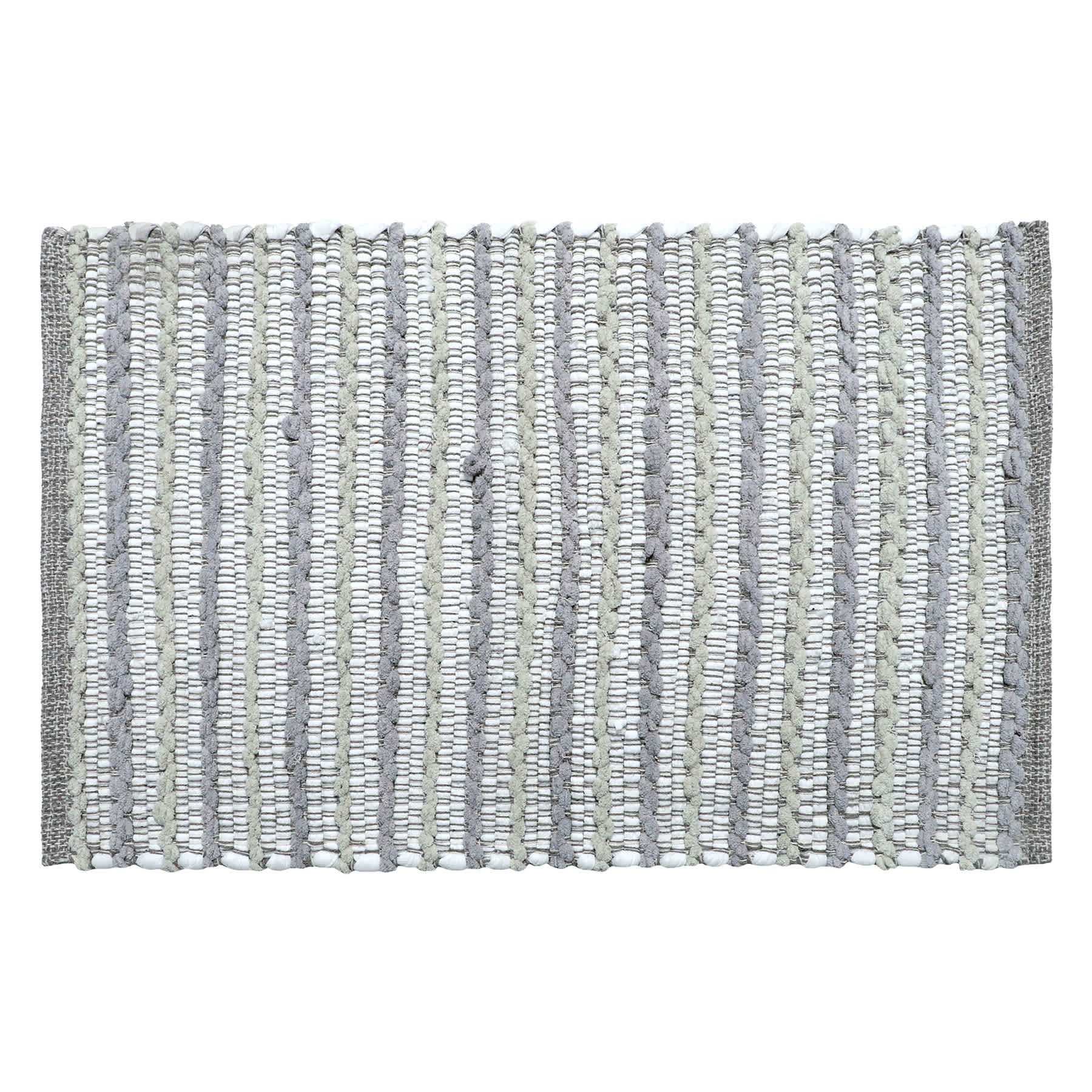 Grey Striped Cotton & Chenille Accent Rug, 20x32
