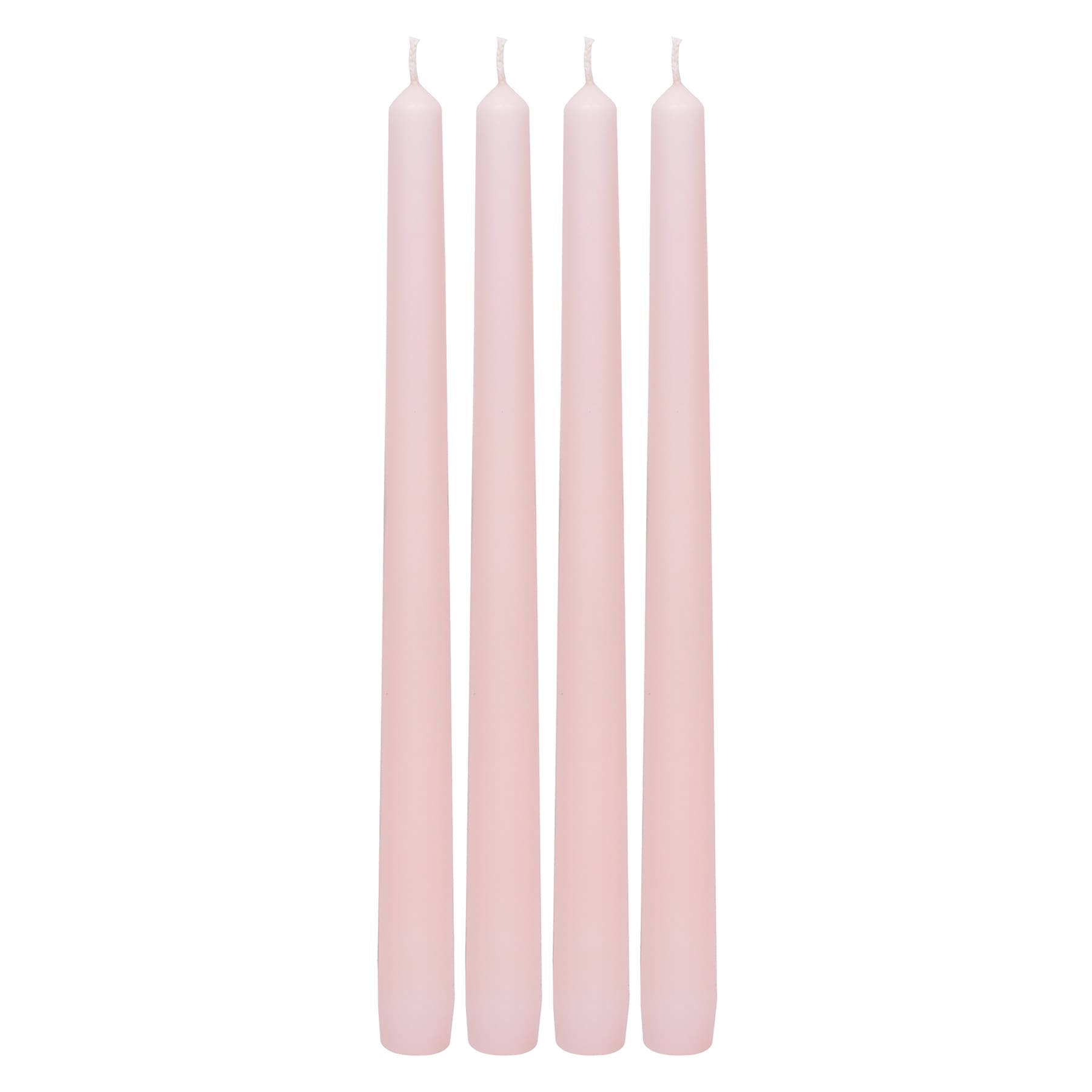 4-Pack Light Pink Unscented Overdip Taper Candles, 10"