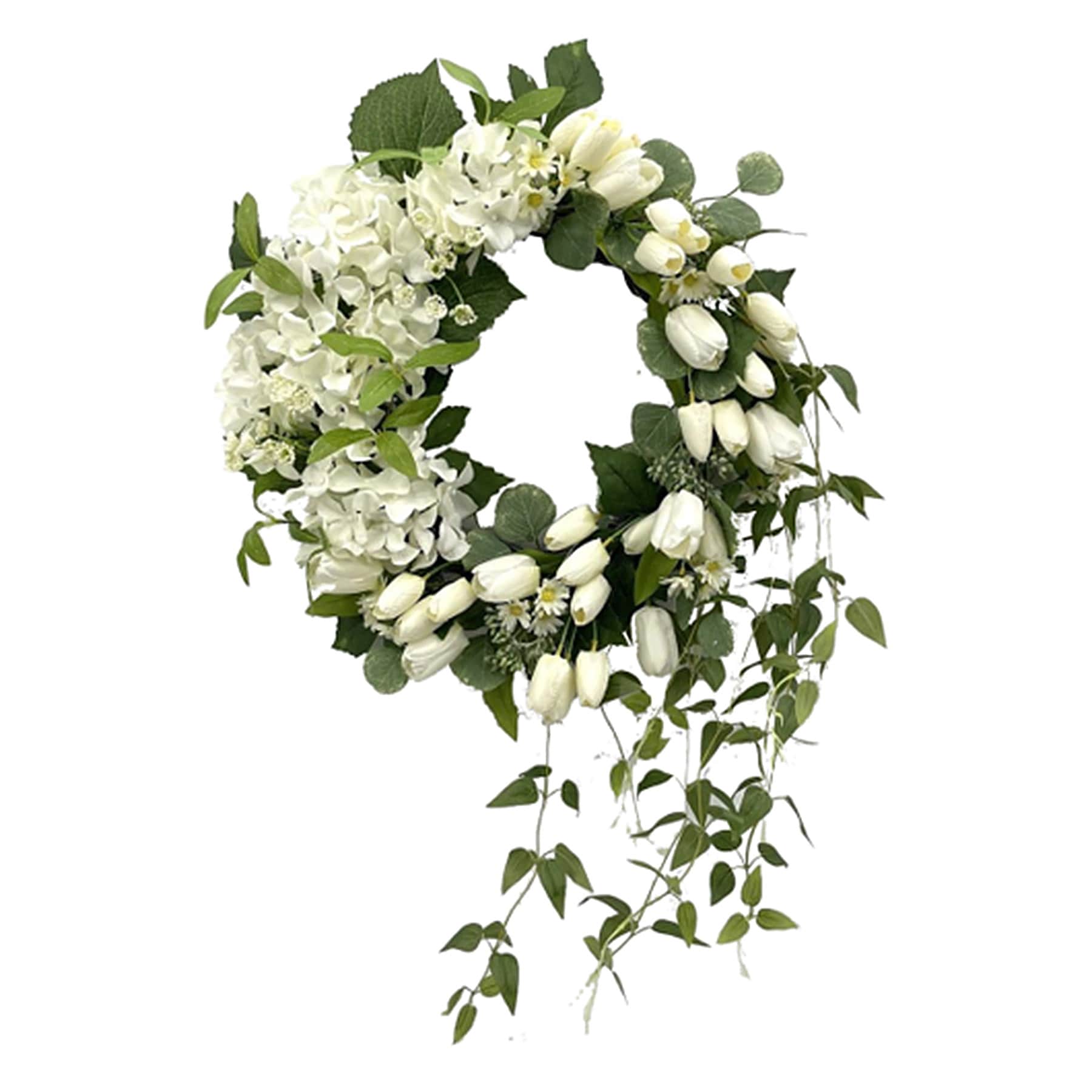 White Hydrangea & Jasmine Mix Wreath, 24"
