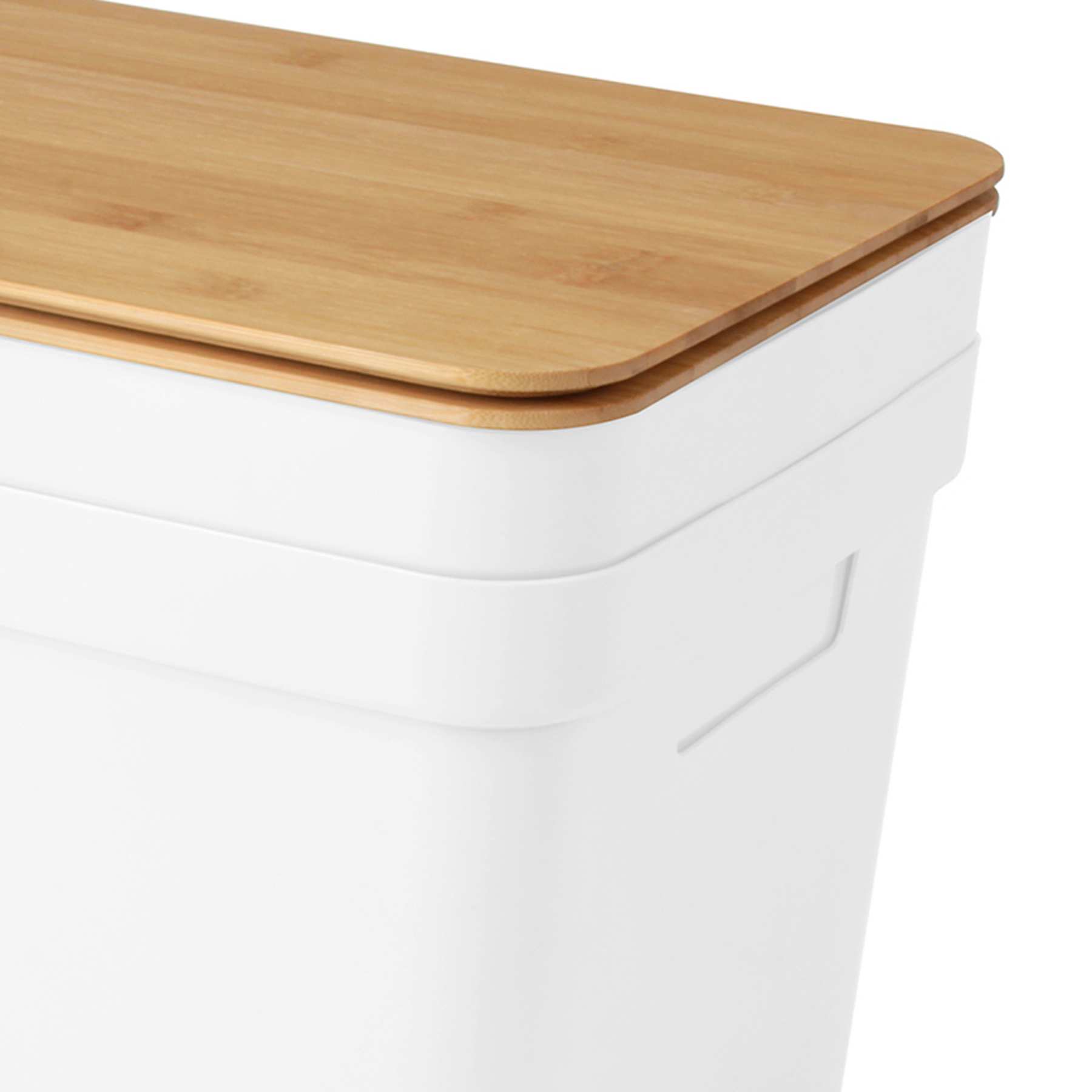 2-Pack White Storage Bin with Bamboo Lid, 15l