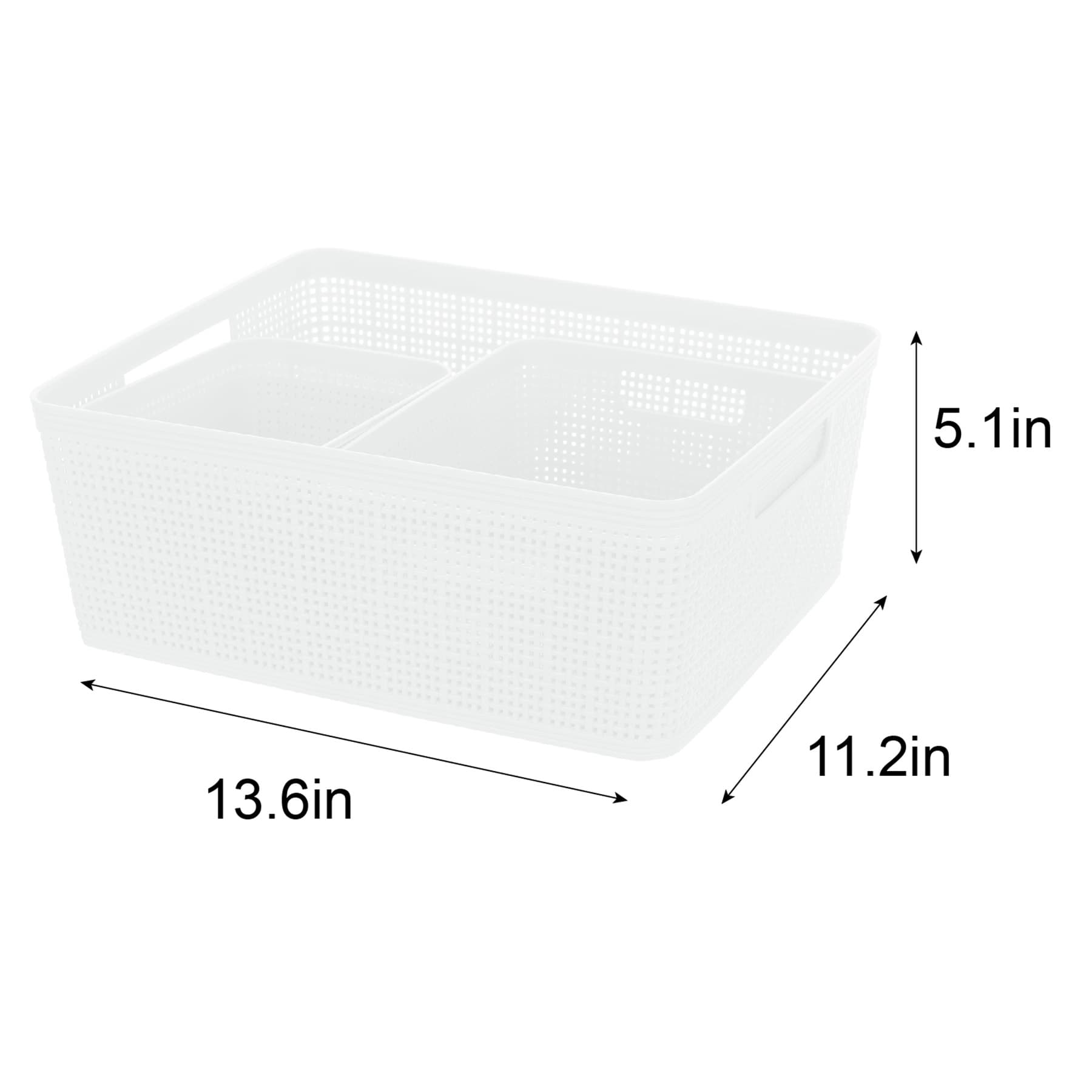 Set of 5 White Storage Basket, 31.3l/4l/11.5l