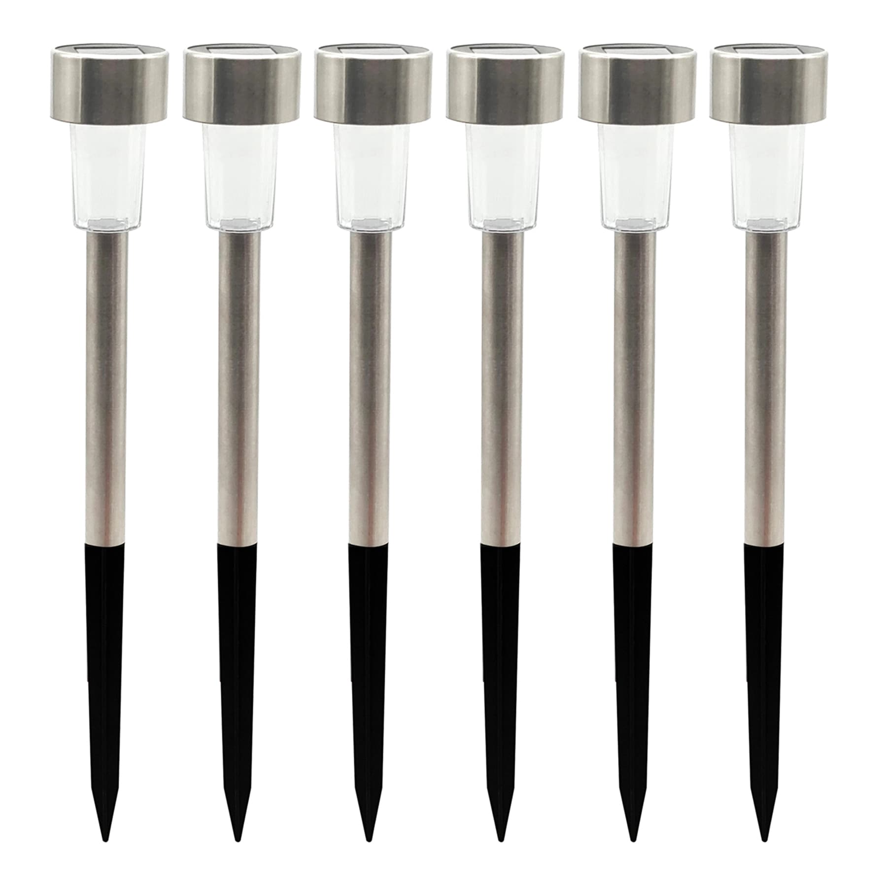6-Pack Solar Silver Rocket Pathway Lights