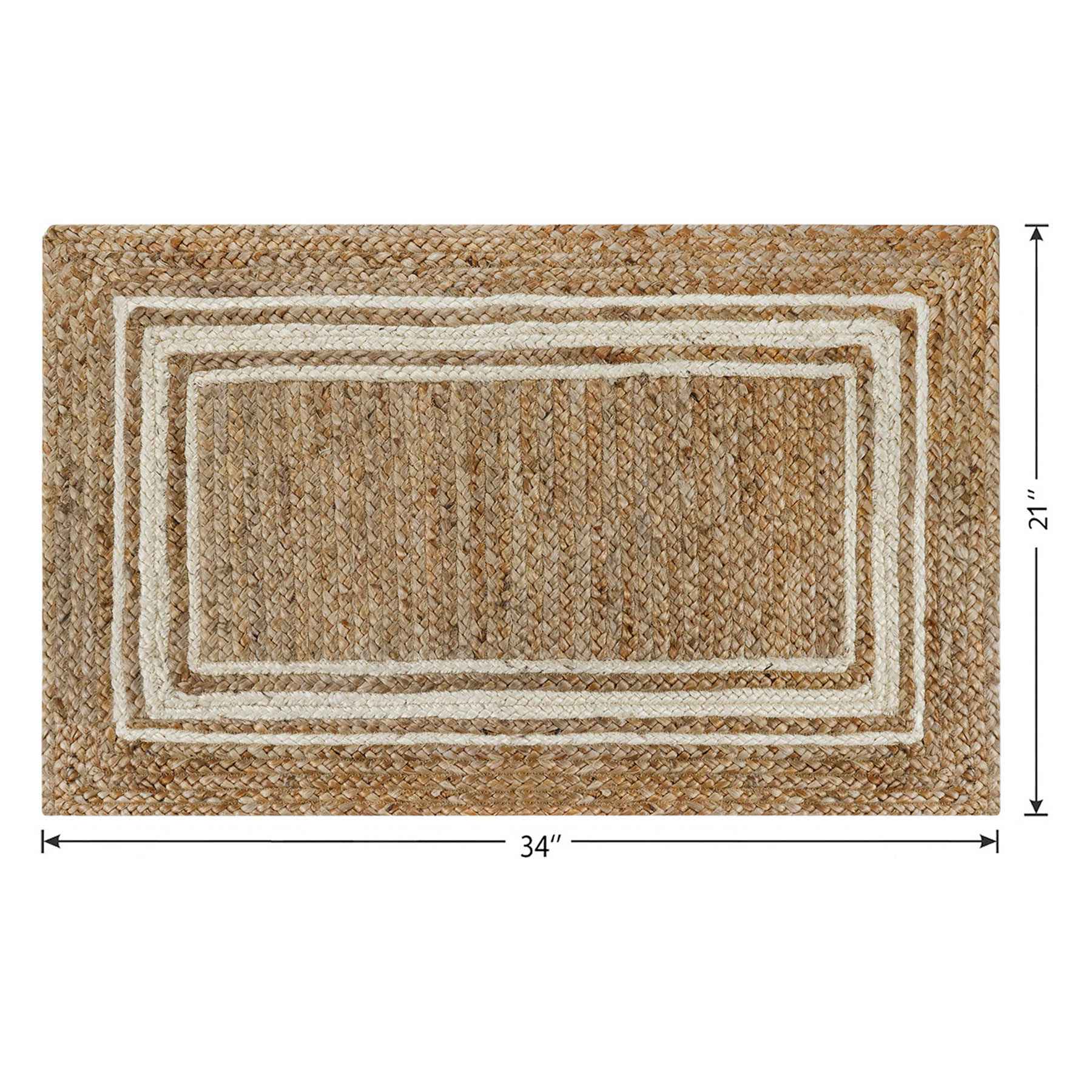 Natural & Ivory Braided Border Jute Accent Rug, 21x34