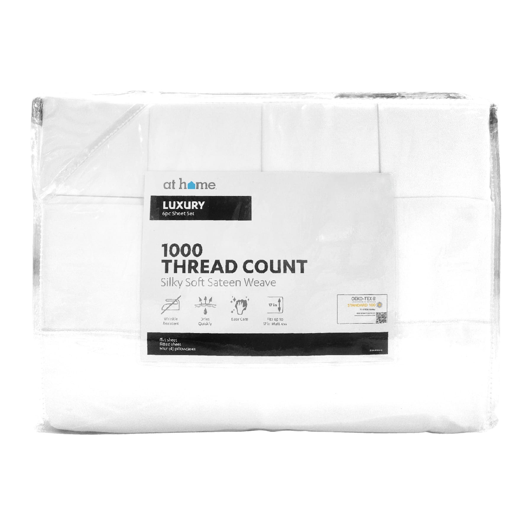 6-Piece White 1000 Thread Count Cotton Blend Sheet Set, King