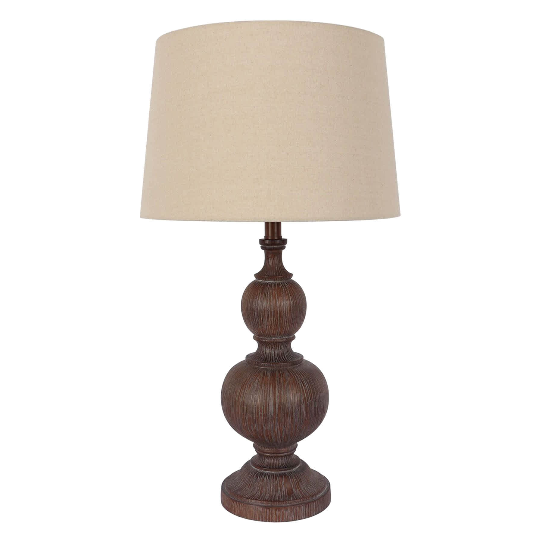 Wood Finish Spindle Large Table Lamp with Shade, 28"