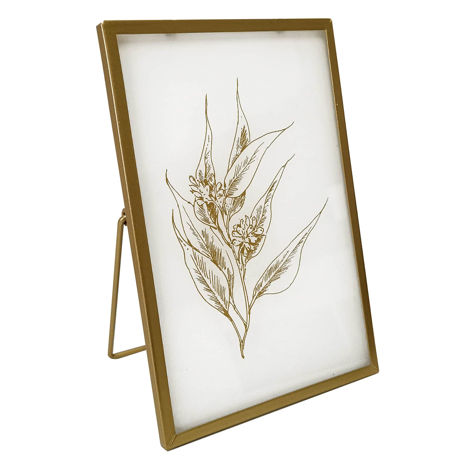 Providence Gold Wildflower Etched Glass Frame, 5x8