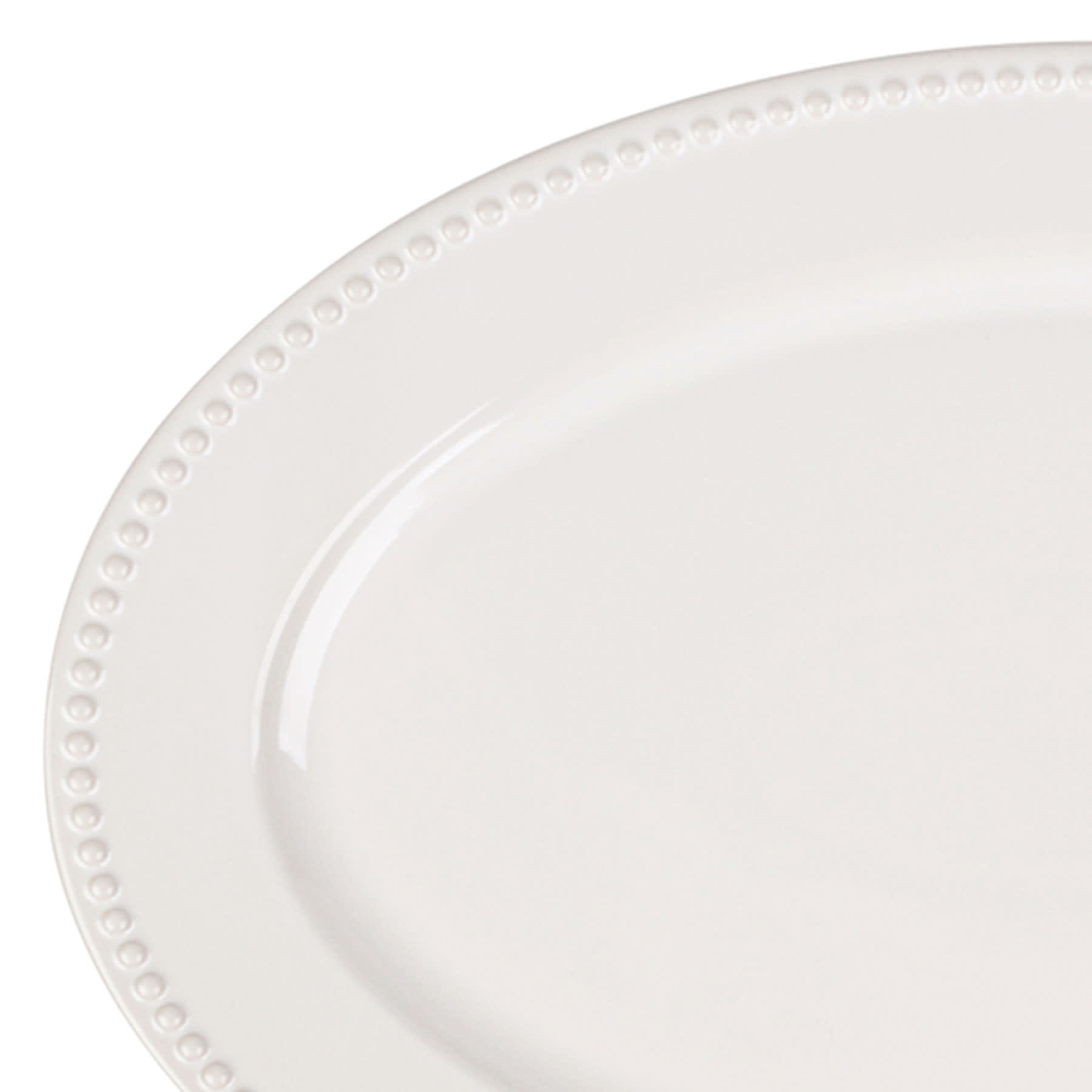 Providence White Beaded Oval Platter, 16x10.5