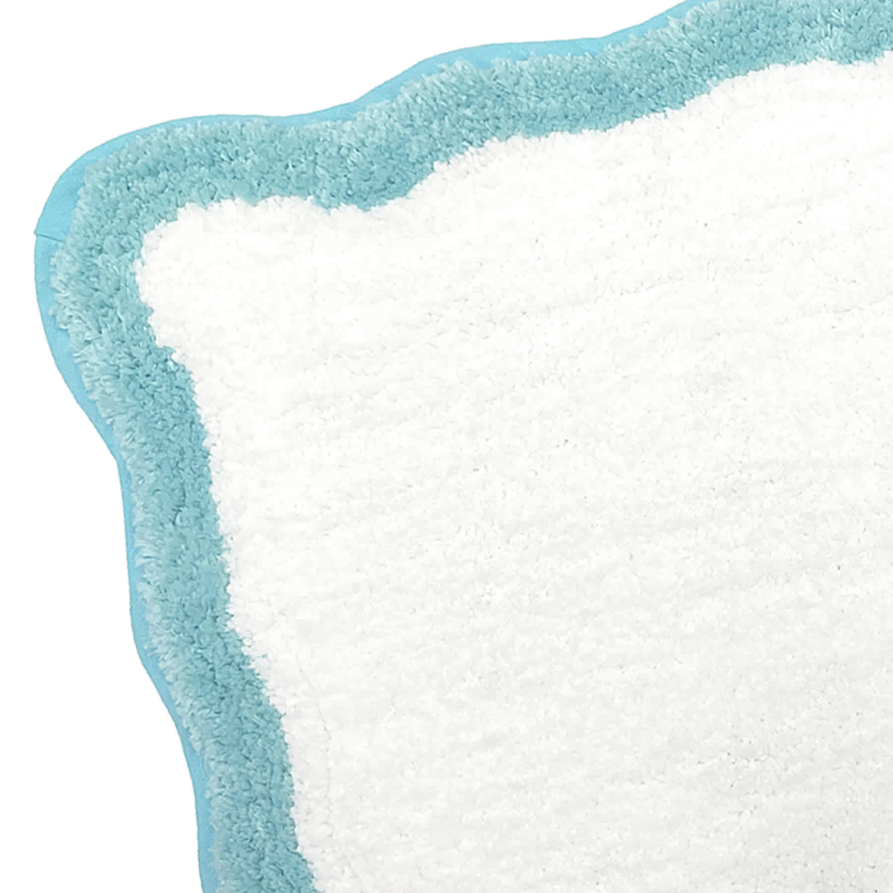 Tiny Dreamers Aqua Scalloped Border Bath Rug, 17x24