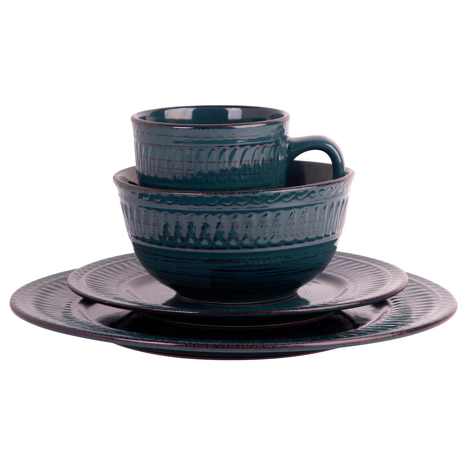 16-Piece Teal Coscenza Dinnerware Set