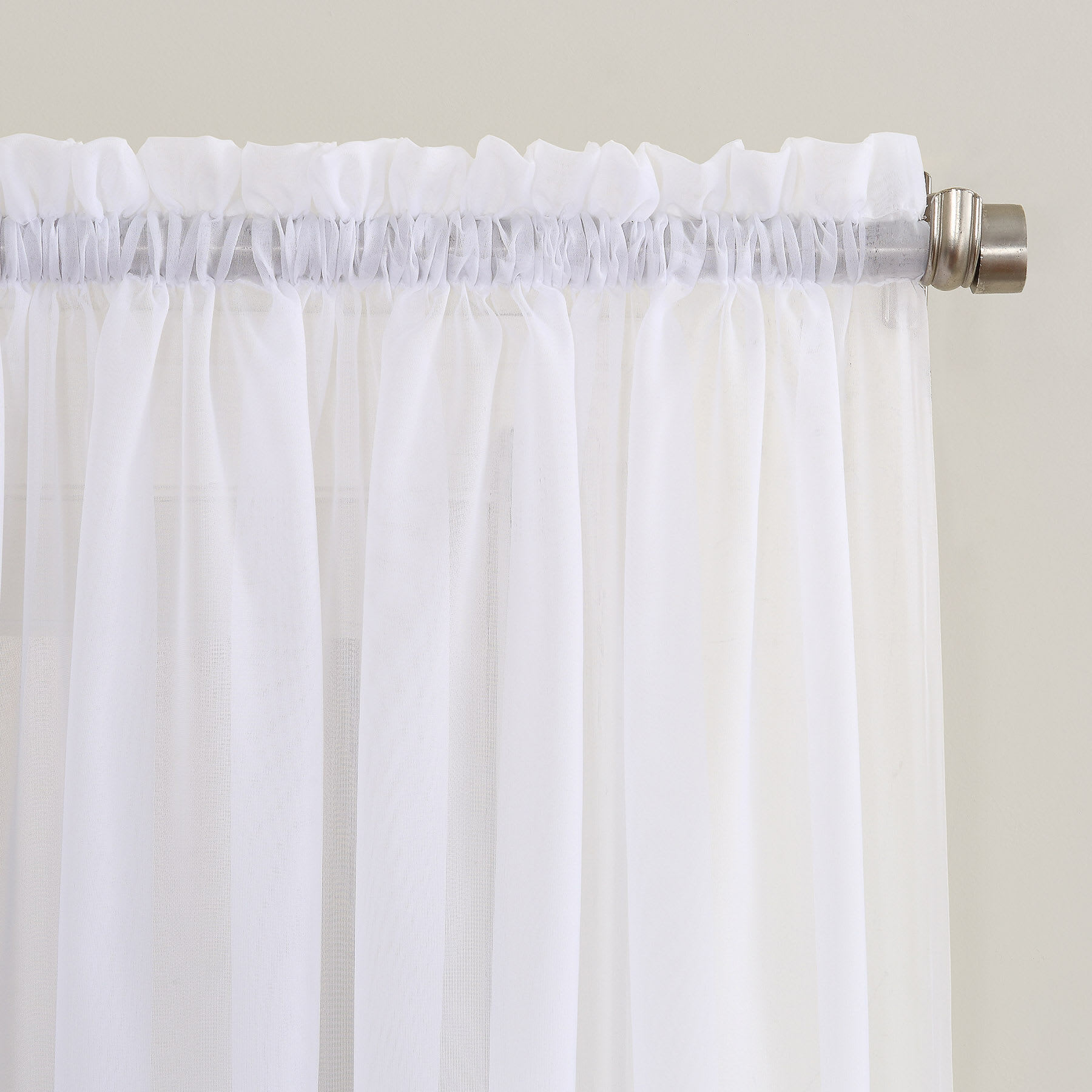 Erica White Crushed Voile Rod Pocket Sheer Curtain Panel, 95"