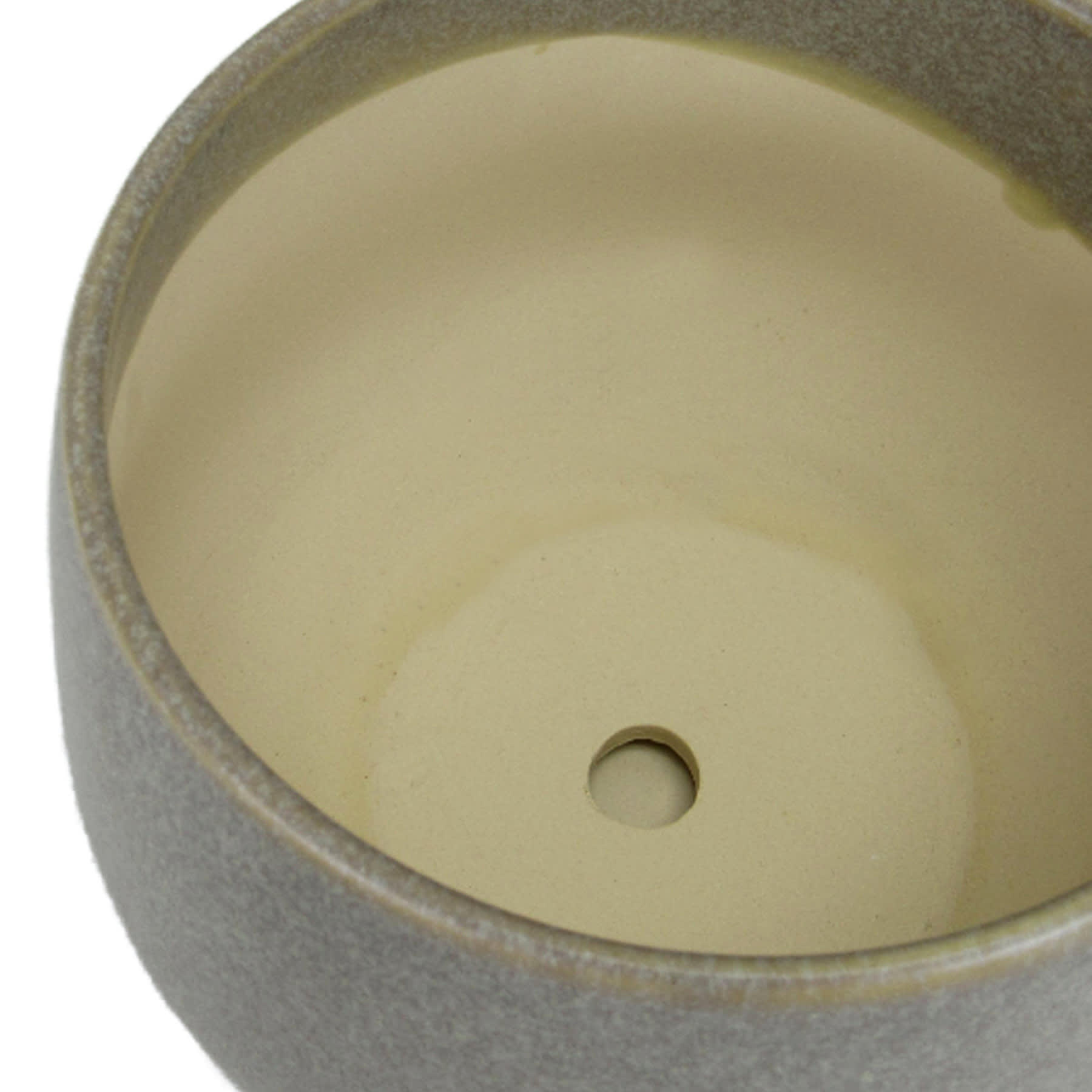 Indoor Grey Round Ceramic Pot with Saucer, Small