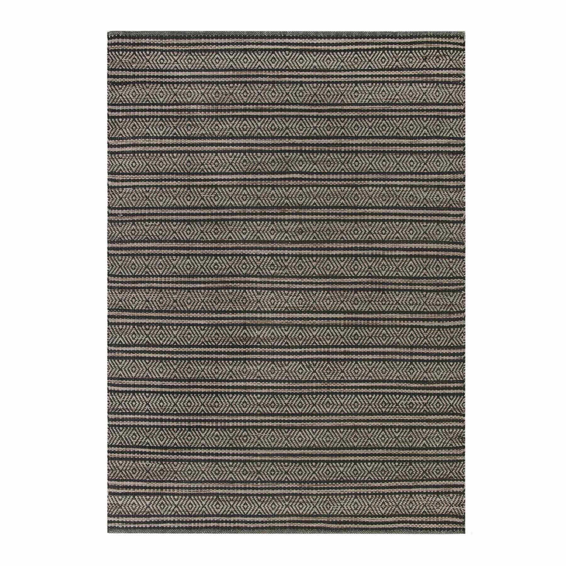 (B722) Honeybloom Kelly Charcoal Grey Flatweave Area Rug, 5x7