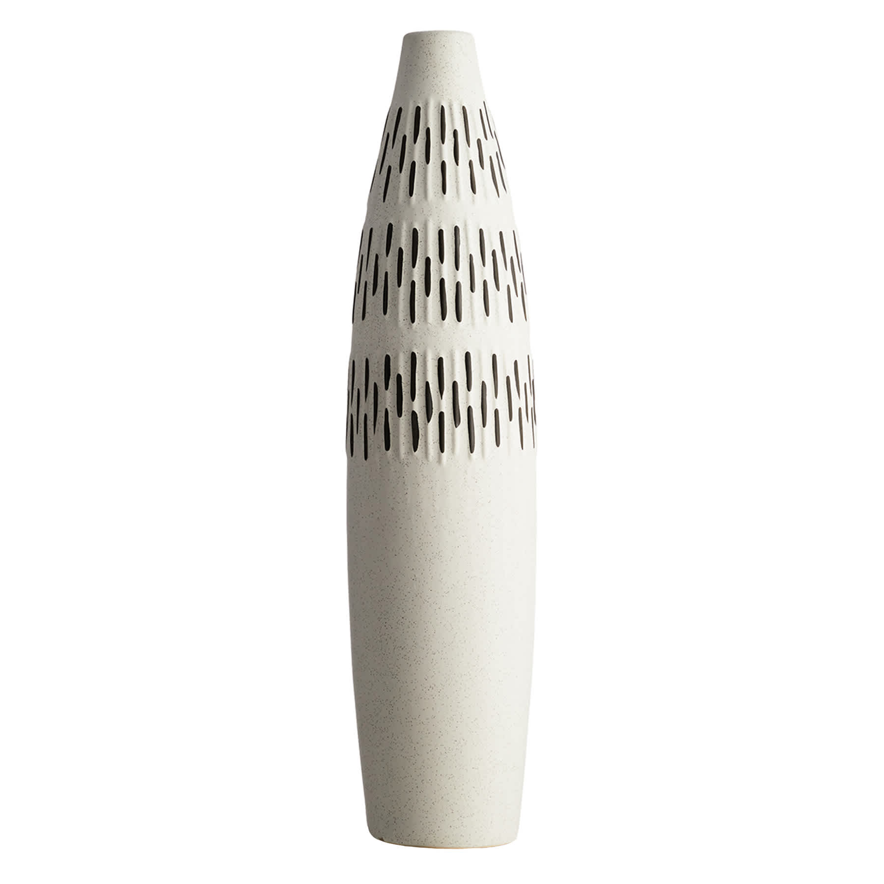 White Ceramic Black Patterned Oversized Vase, 30"