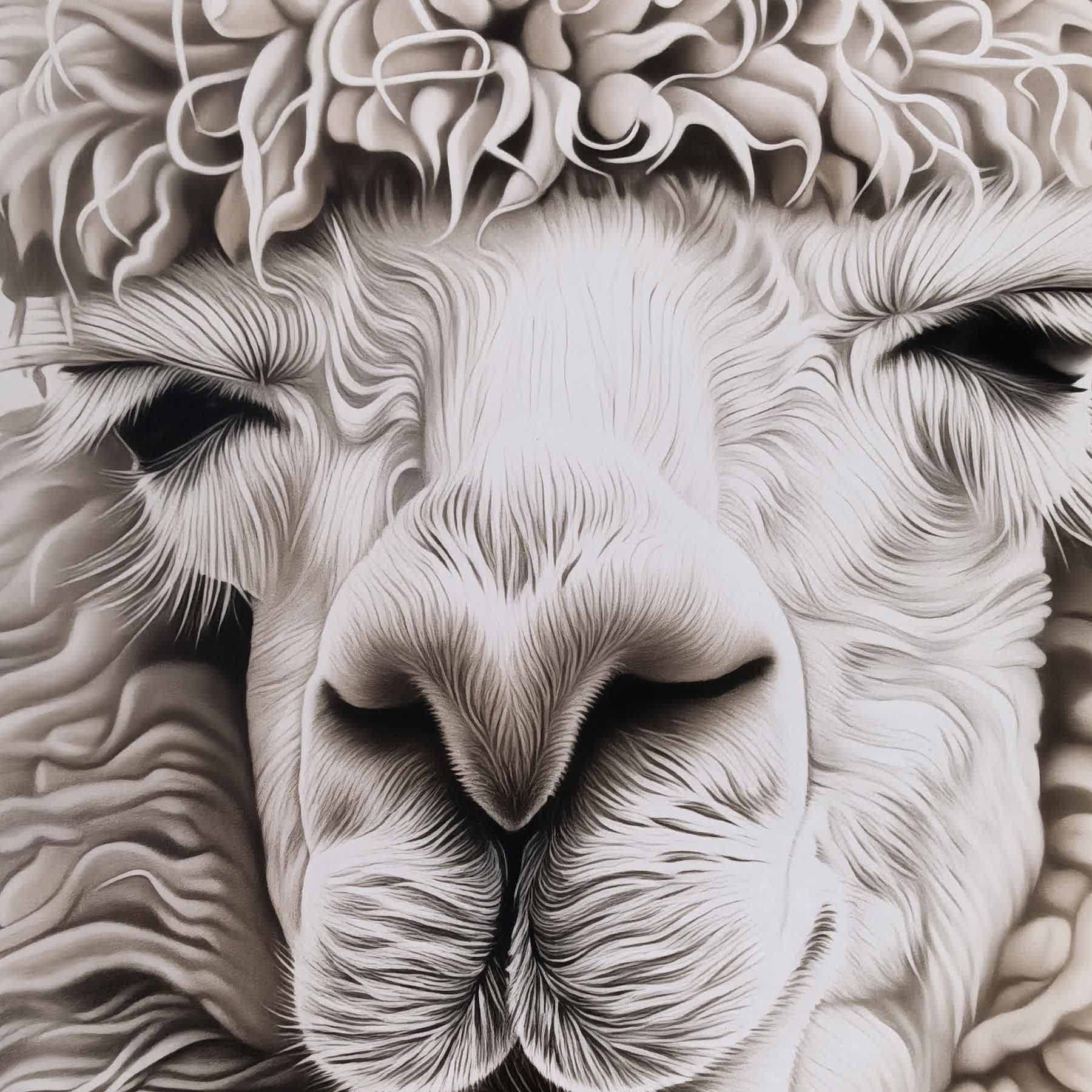 Glass Framed Highland Llama Paper Print Wall Art, 25x37