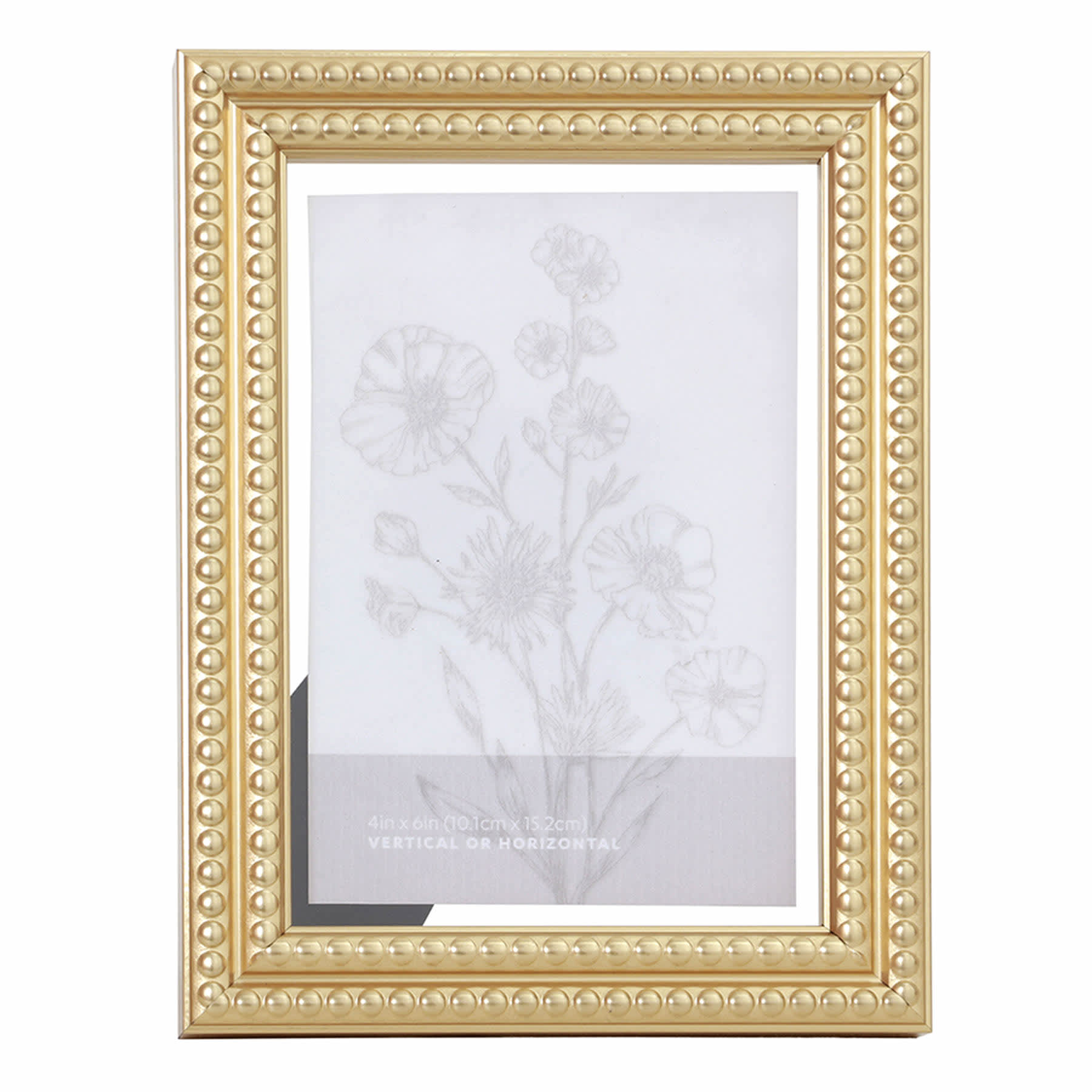 Gold Beaded Tabletop Float Picture Frame, 5x7