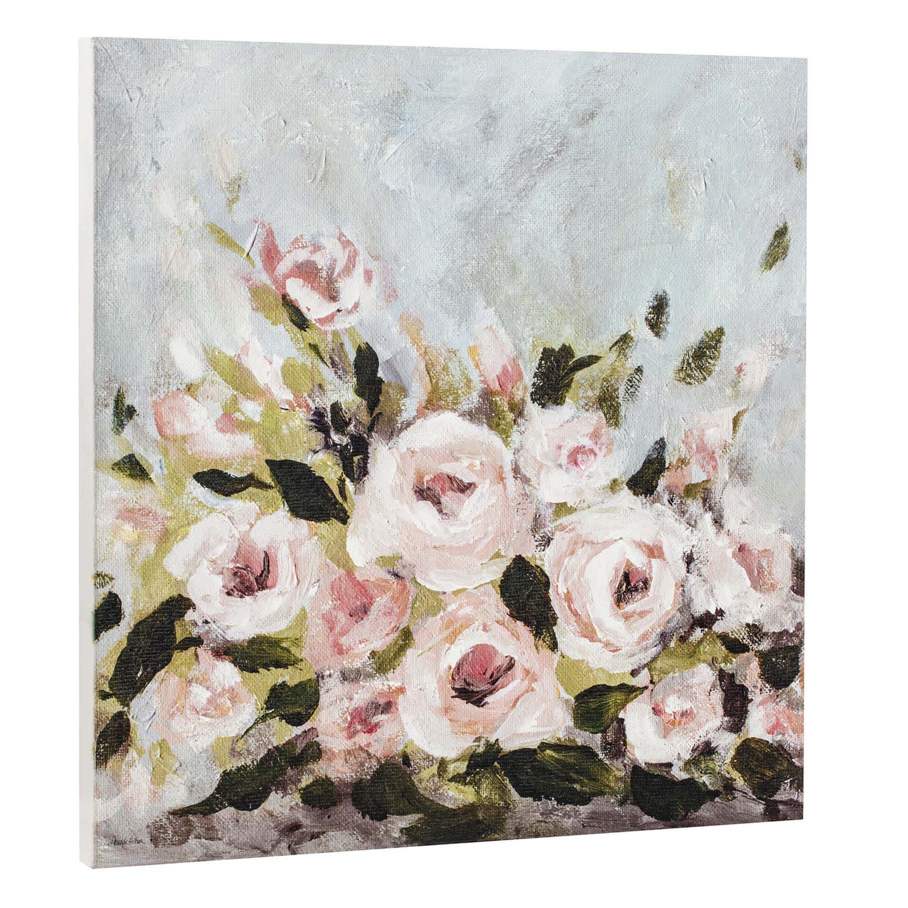 Pink Floral Canvas Wall Art, 30"