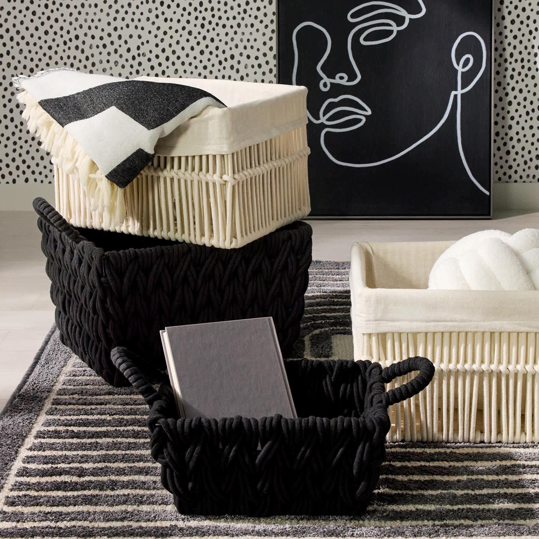 Crosby St. Black & White Modern Geo Woven Throw Blanket, 50x60