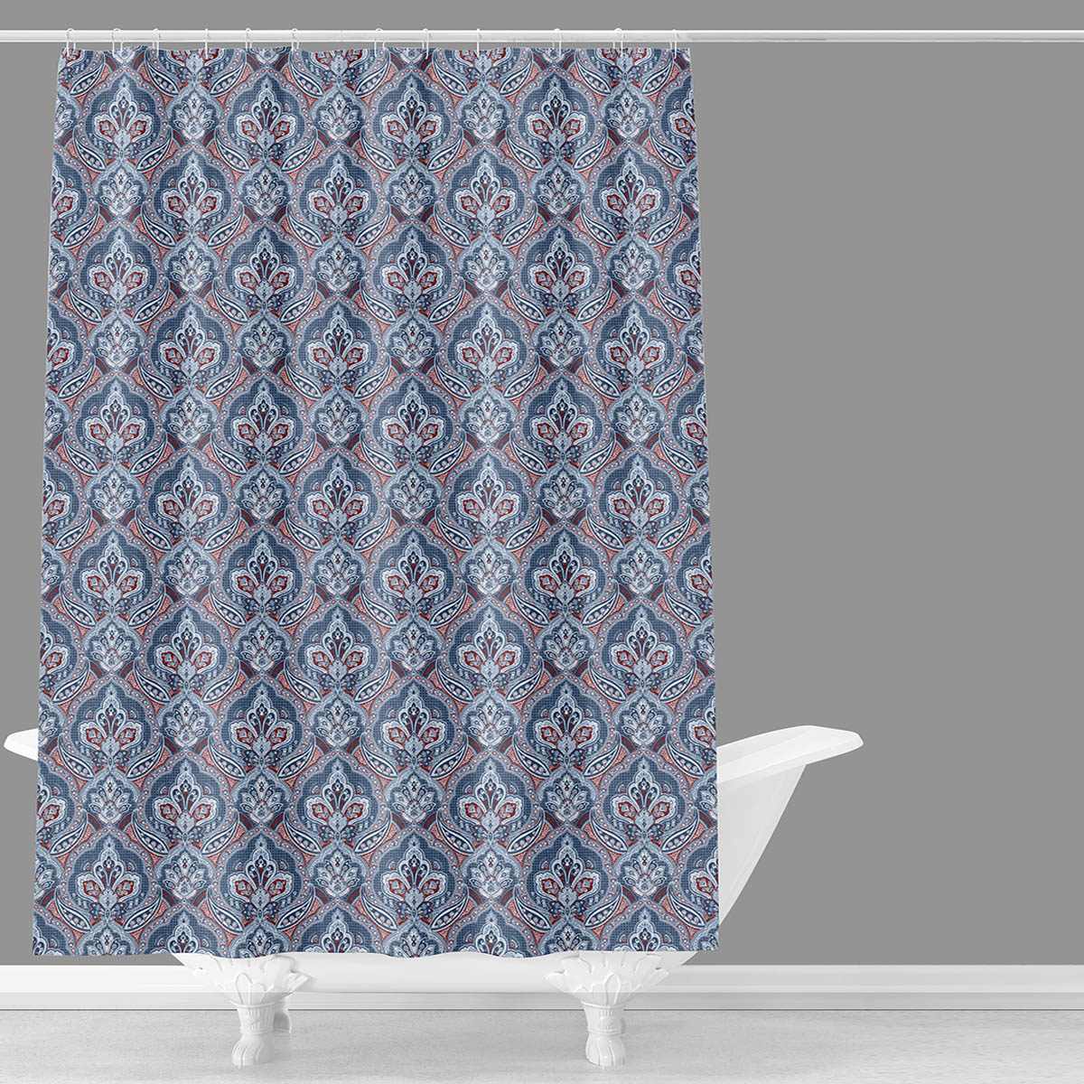 Providence Blue Pomegranate Floral Shower Curtain, 72"