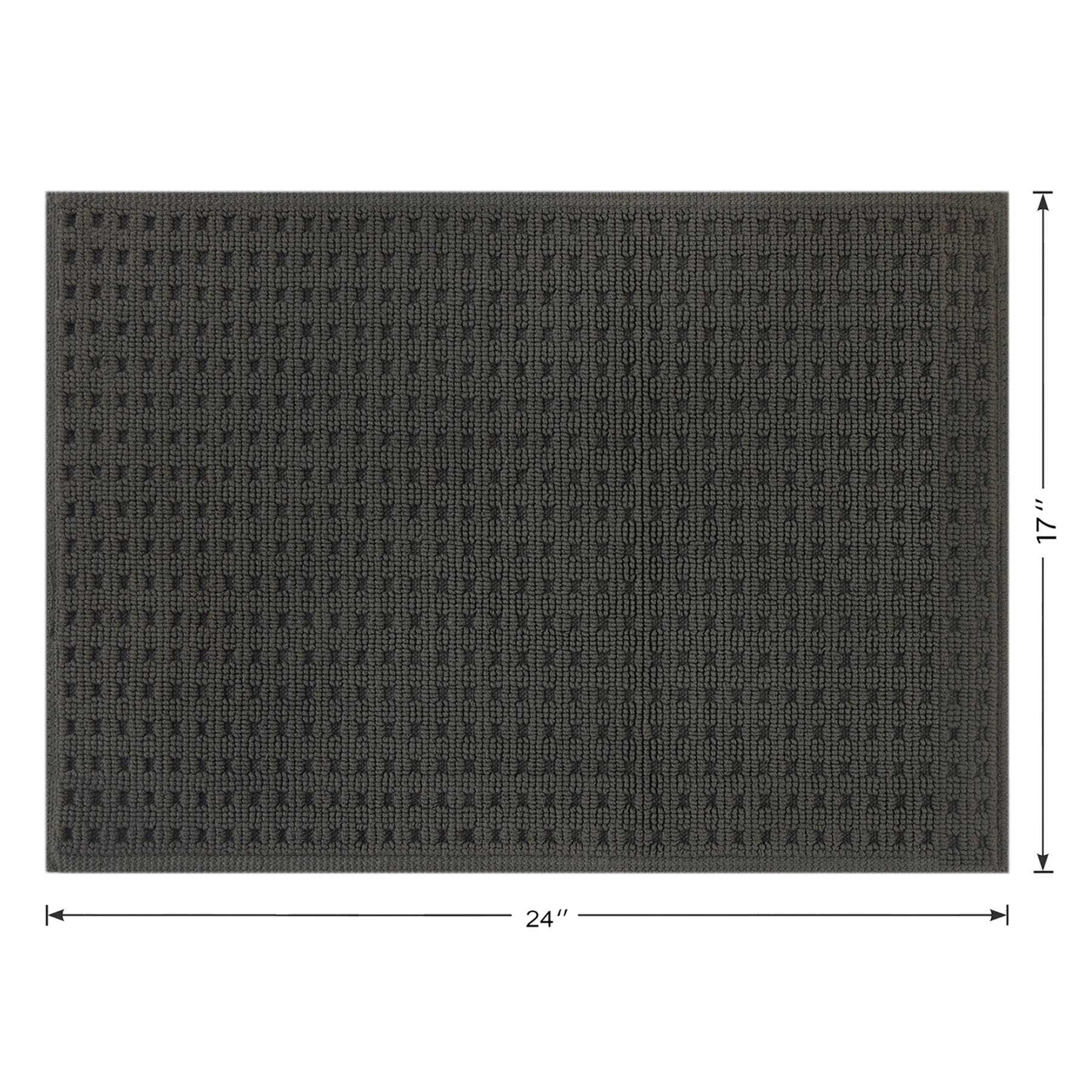 Crosby St. Dark Grey Waffle Cotton Antimicrobial Bath Rug, 17x24