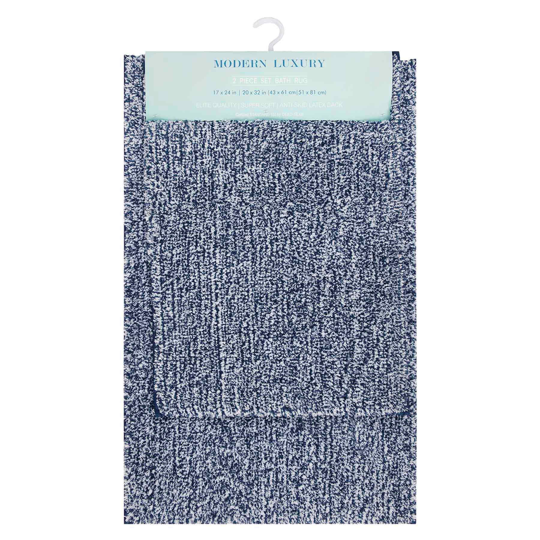 2-Piece Navy & White Tufted Bath Rug Set