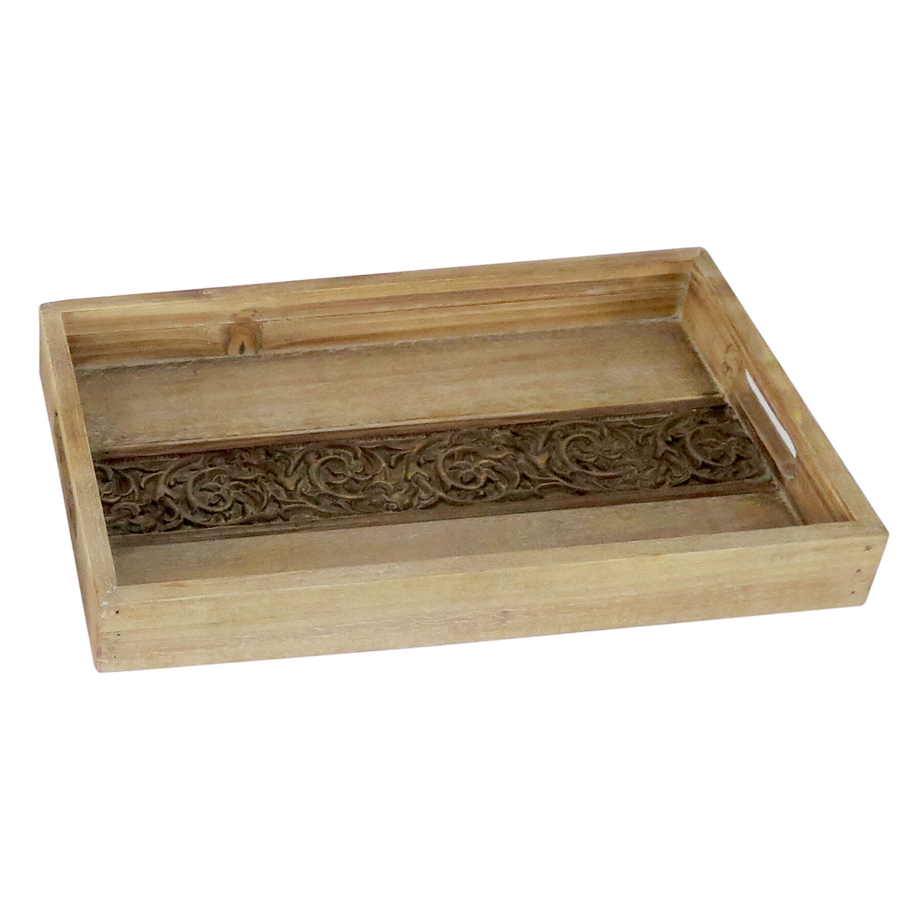 Striped Wood Tray, 16x10