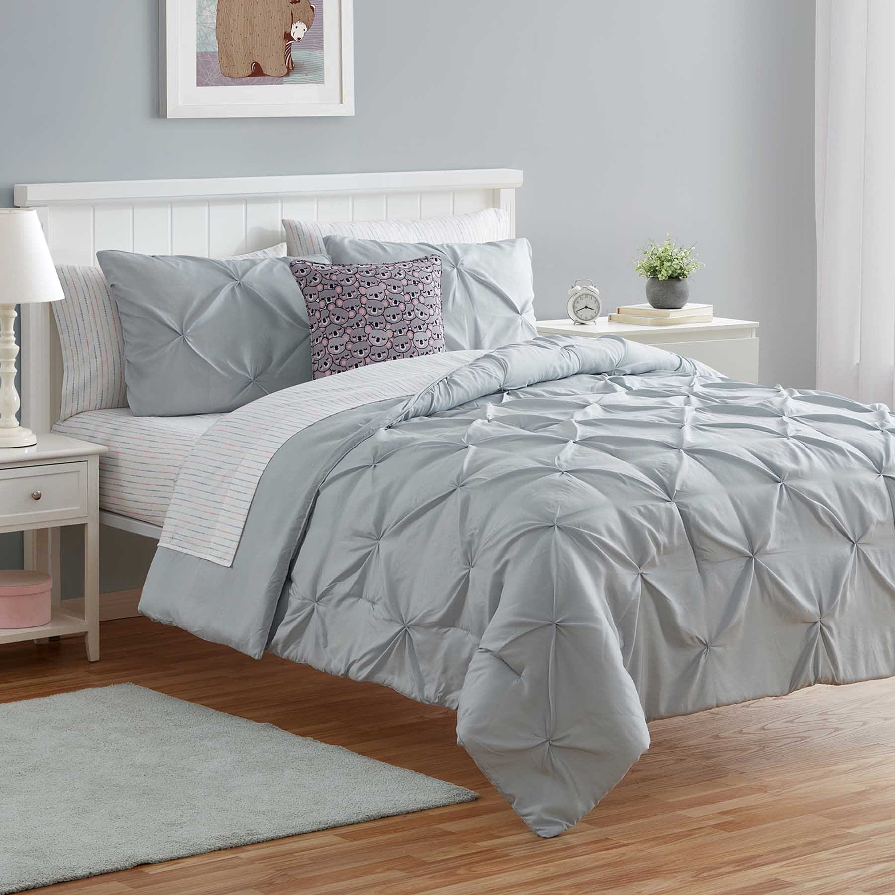 Tiny Dreamers Grey Pinch Pleated Comforter Set, Twin