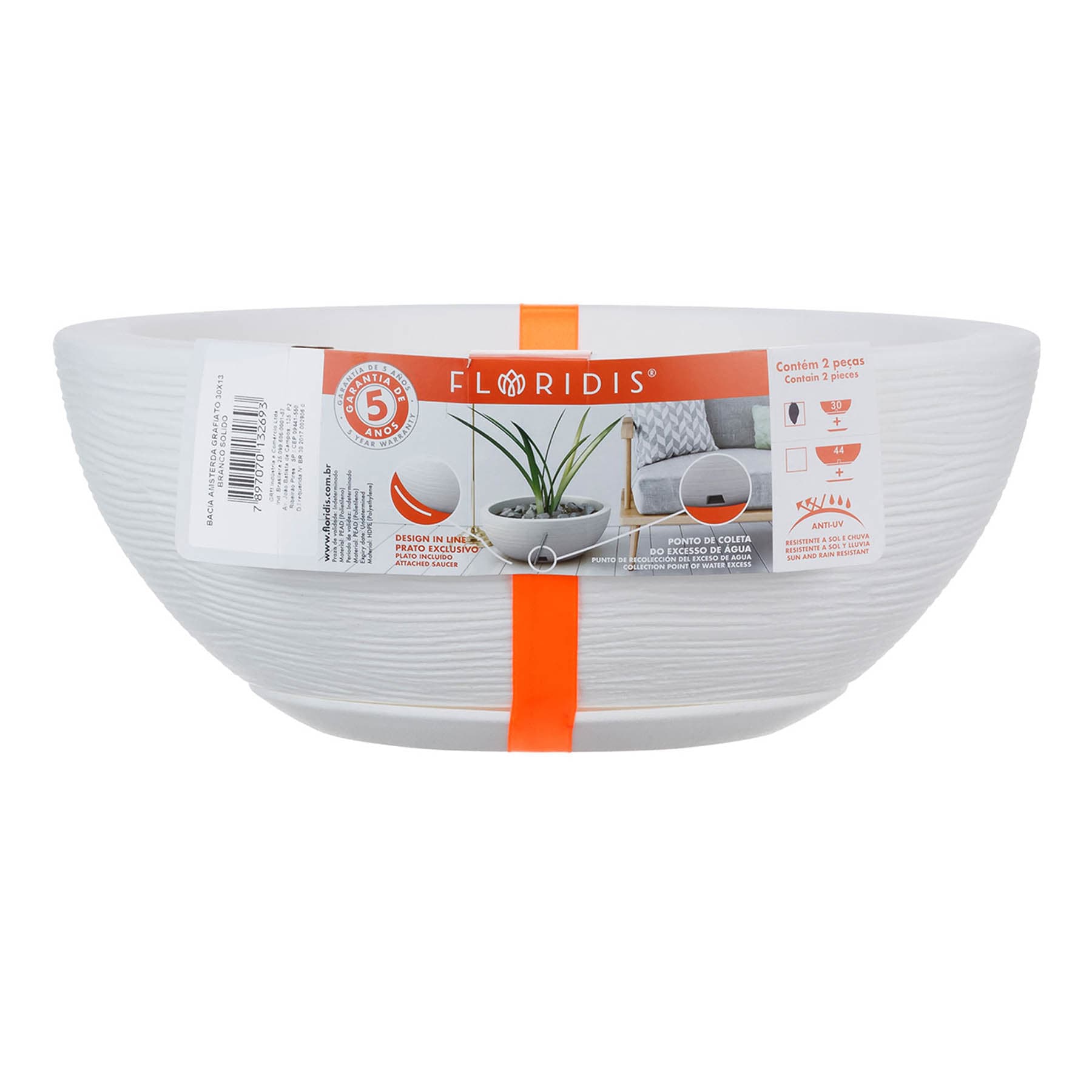 White Bowl Outdoor Planter, Small