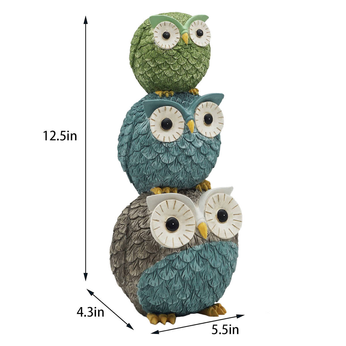 Stacked Owl Outdoor Garden Statue, 13"
