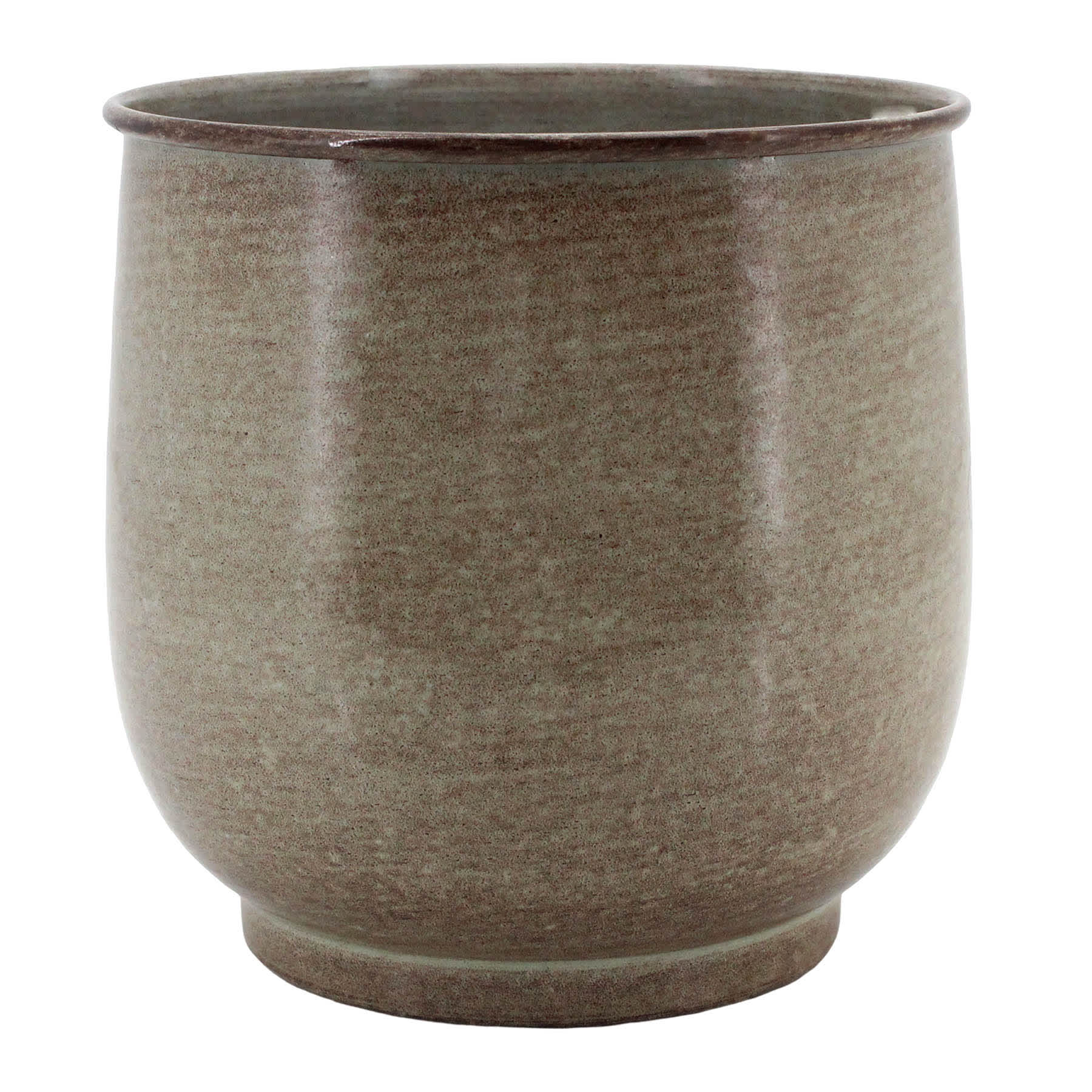 Grey Round Metal Outdoor Planter, Small