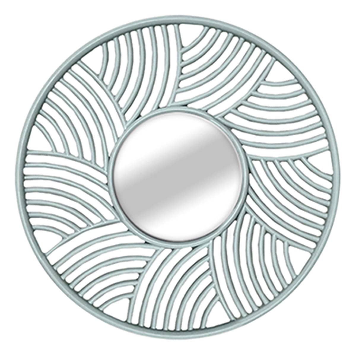 3-Piece Set Round Mirrors with Wavy Pattern, 10"