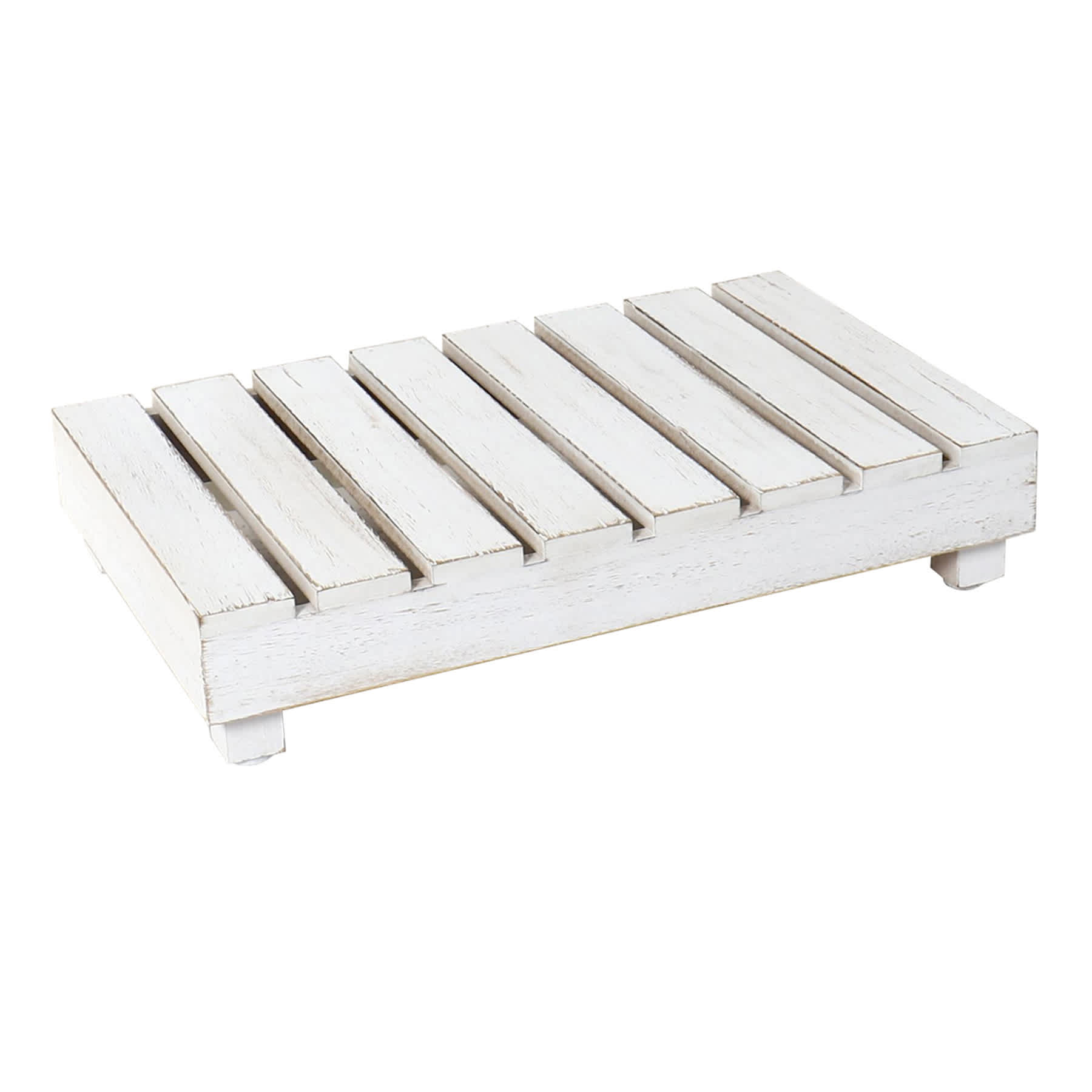 White Wood Slat Riser, 15.8"