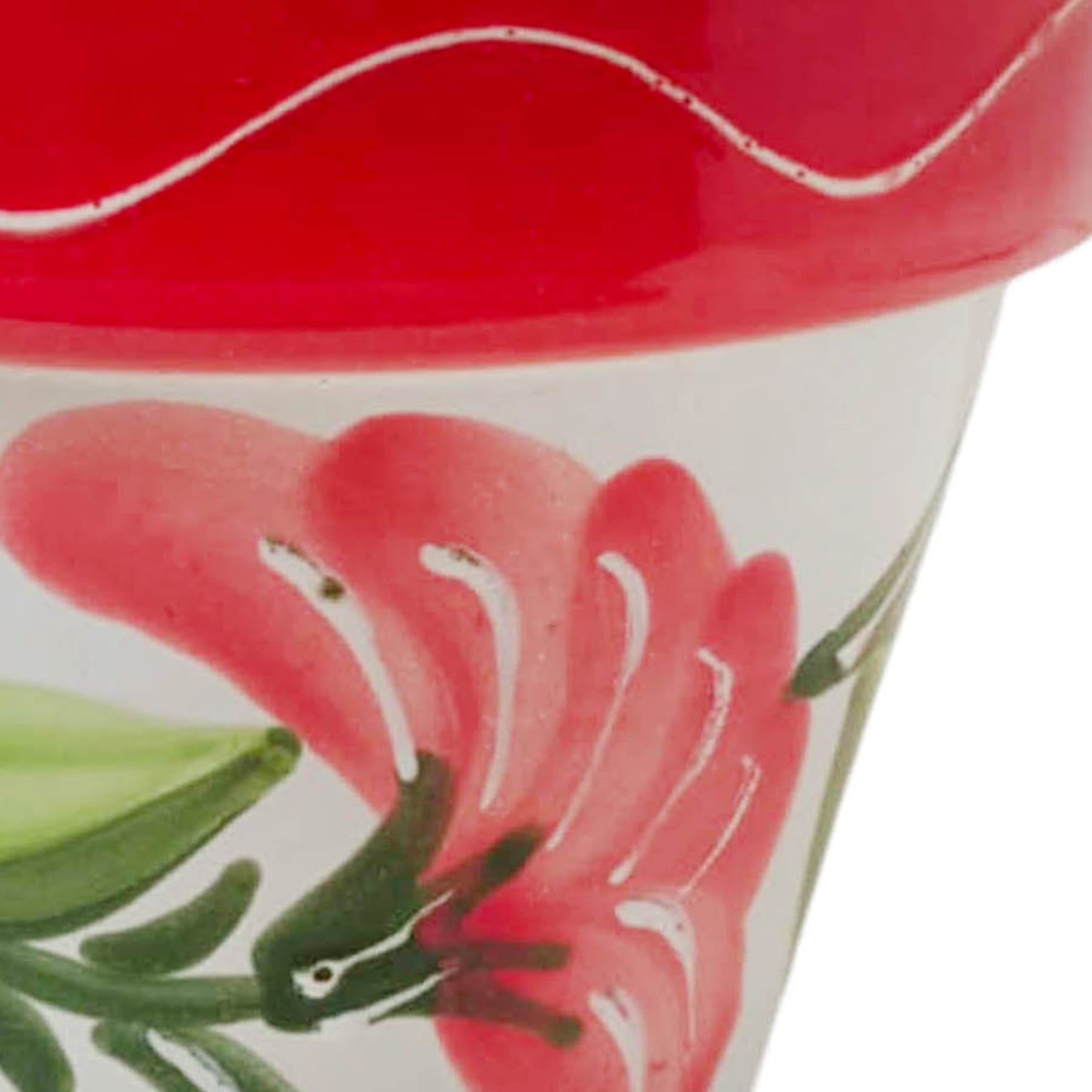Hand Painted Spanish Red Floral Outdoor Planter, Medium