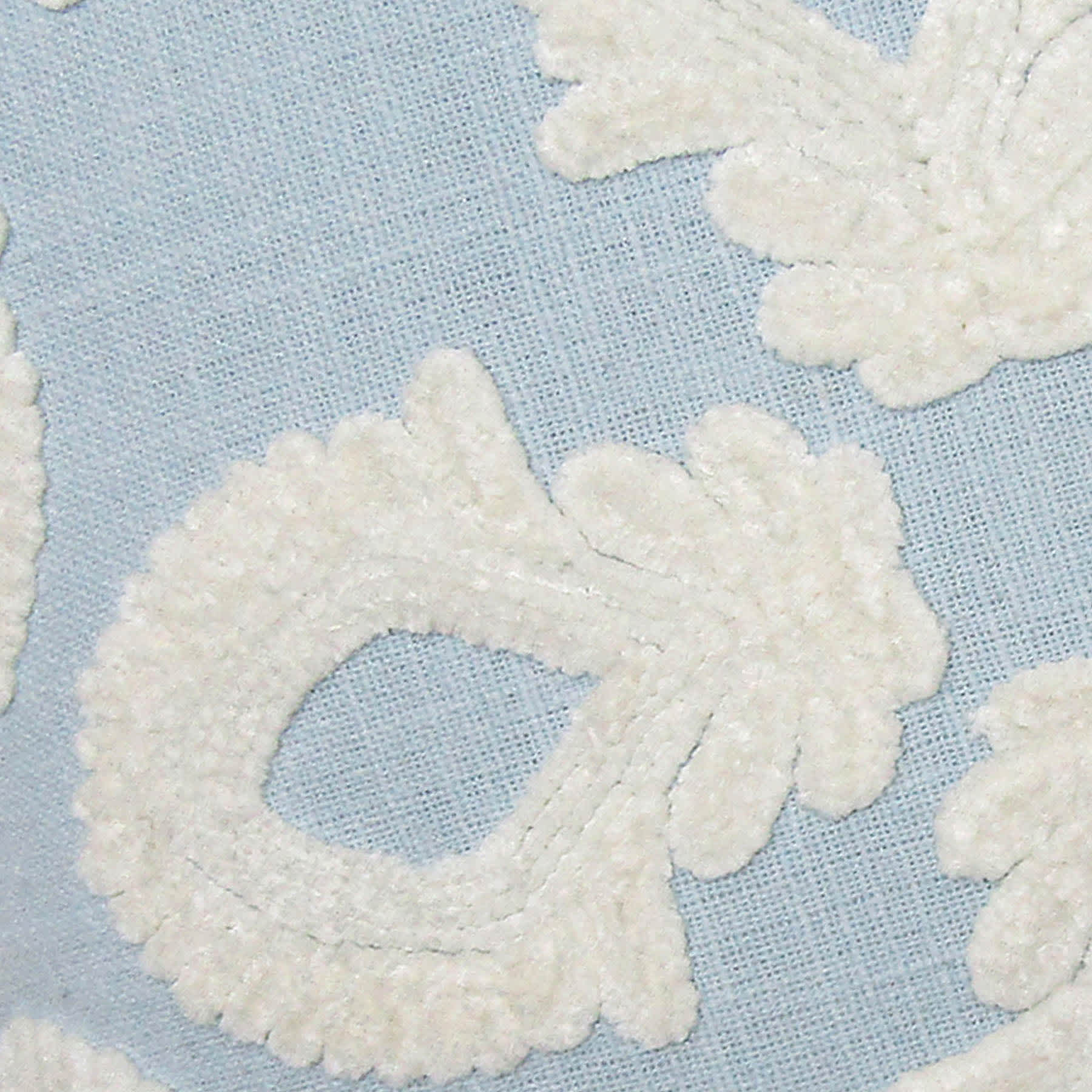 Providence Blue Cotton Embroidered Vintage Design Throw Pillow, 18"