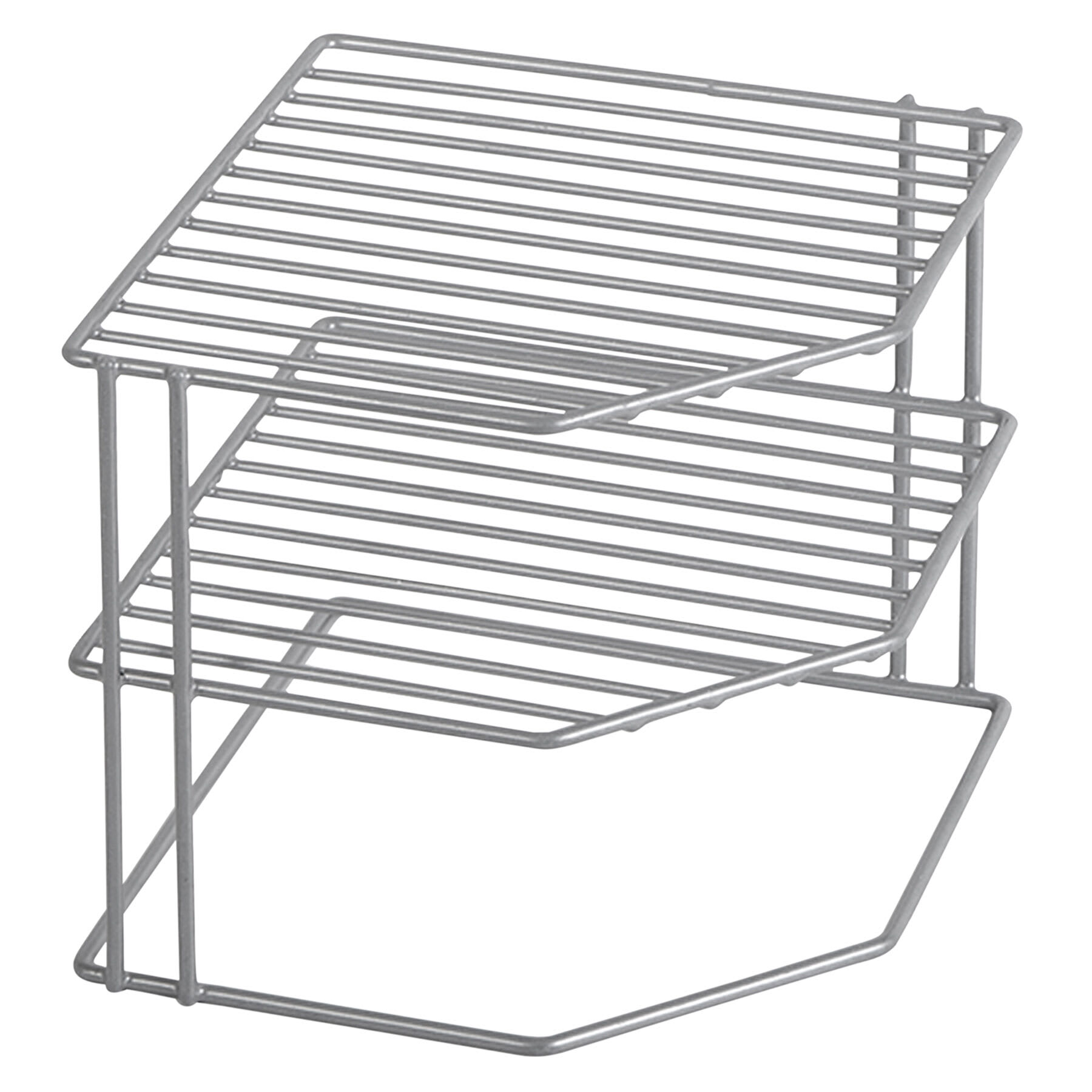 3-Tier Grey Wire Corner Shelf