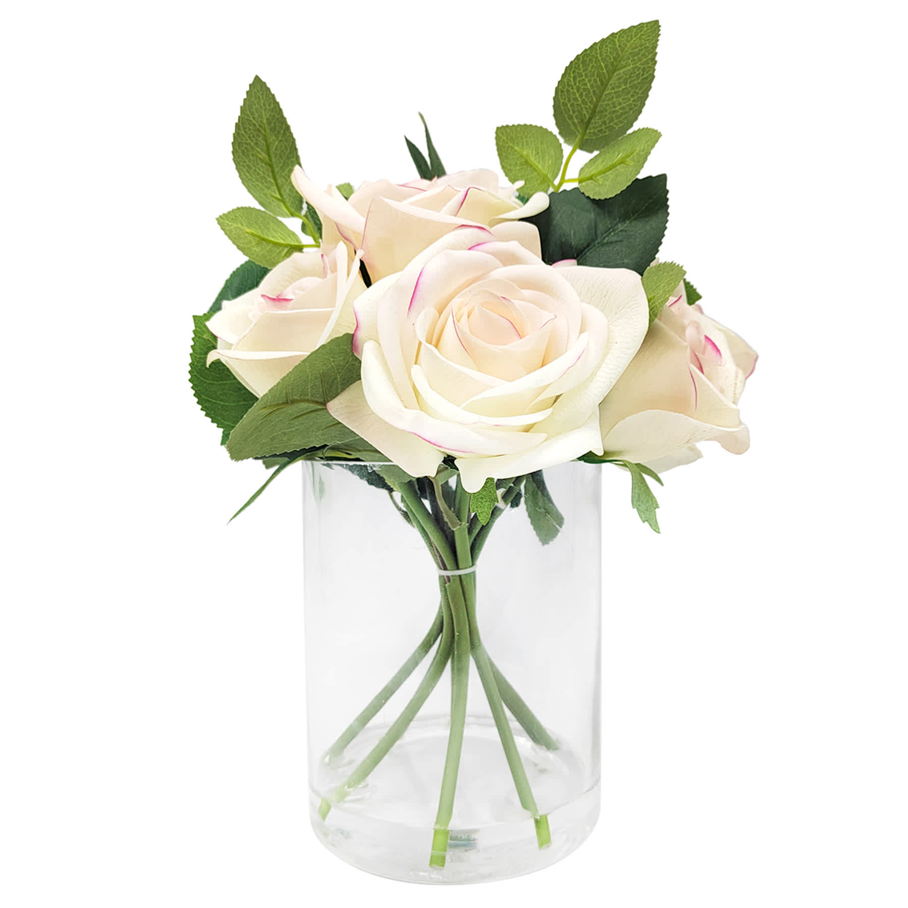 Real Feel Rose Arrangement in Glass Pot, 12"